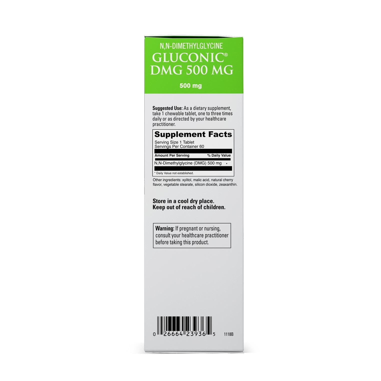 DaVinci Gluconic DMG 500 mg – Endurance & Immune Support, Vegetarian & Gluten-Free, 60 Chewable Tablets