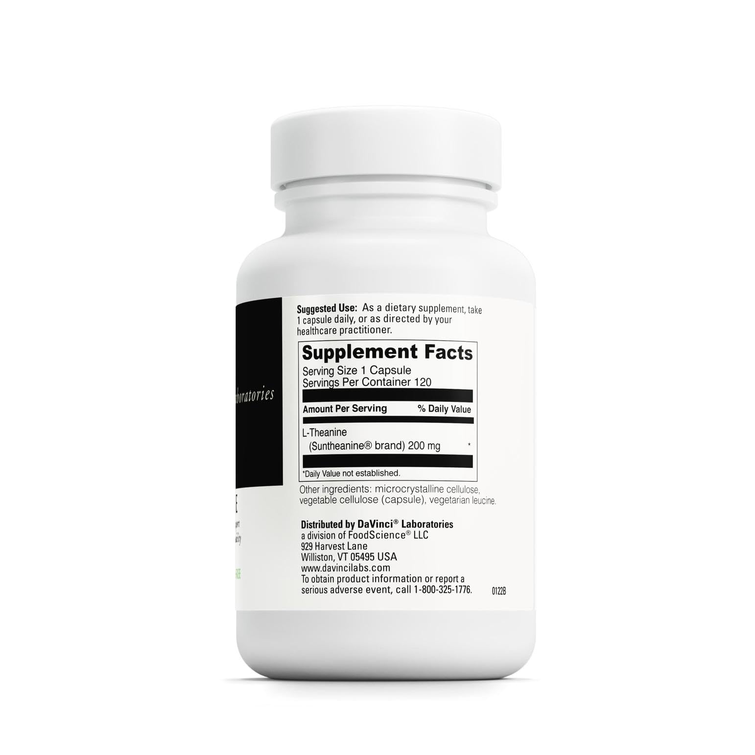 DAVINCI Labs L-Theanine - 120 Veg Capsules | Calm, Focus & Brain Support