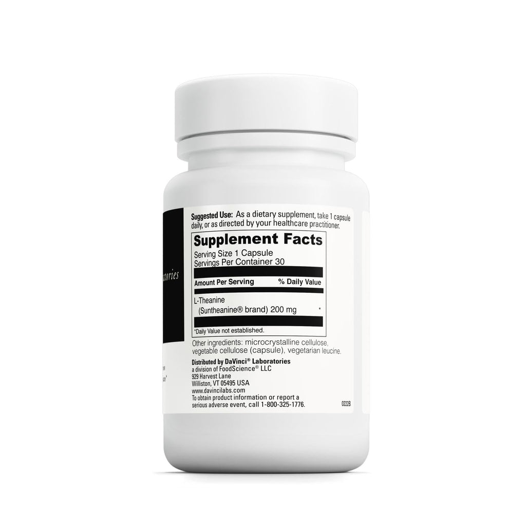 DAVINCI Labs L-Theanine 200 mg | 30 Vegetarian Capsules | Focus & Calm
