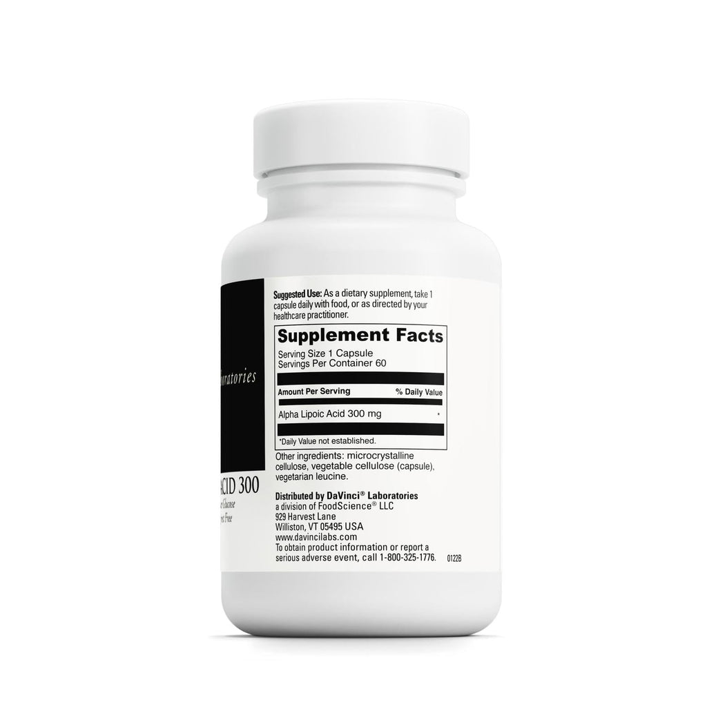 DAVINCI Labs Alpha Lipoic Acid 300 - 300 mg per Capsule | Gluten-Free, 60 Veg Capsules