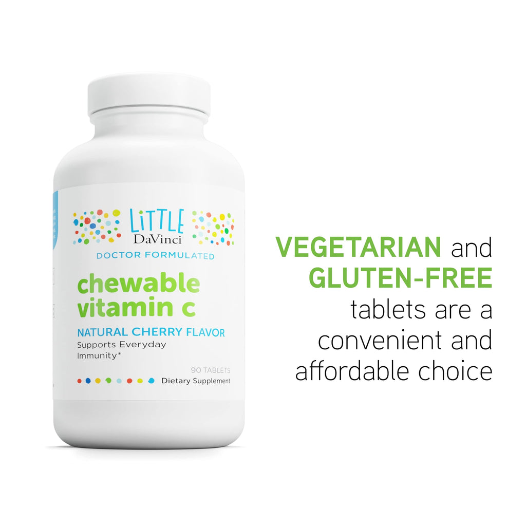 DAVINCI Labs Chewable Vitamin C for Kids – Immune Support, Skin Health & Wellness | Cherry Flavor, 90 Tablets