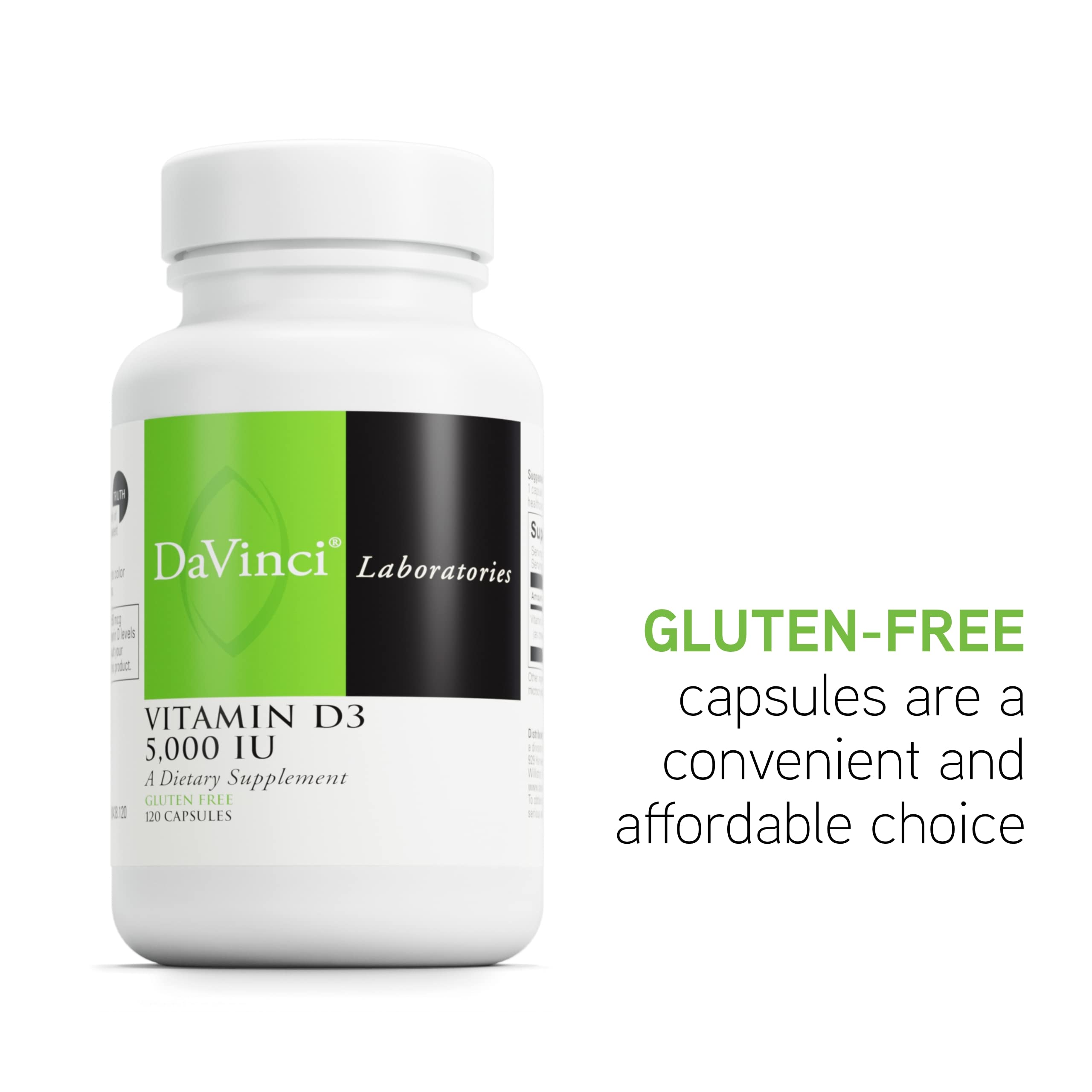 DAVINCI Labs Vitamin D3 5000 IU – 120 Caps | Gluten Free