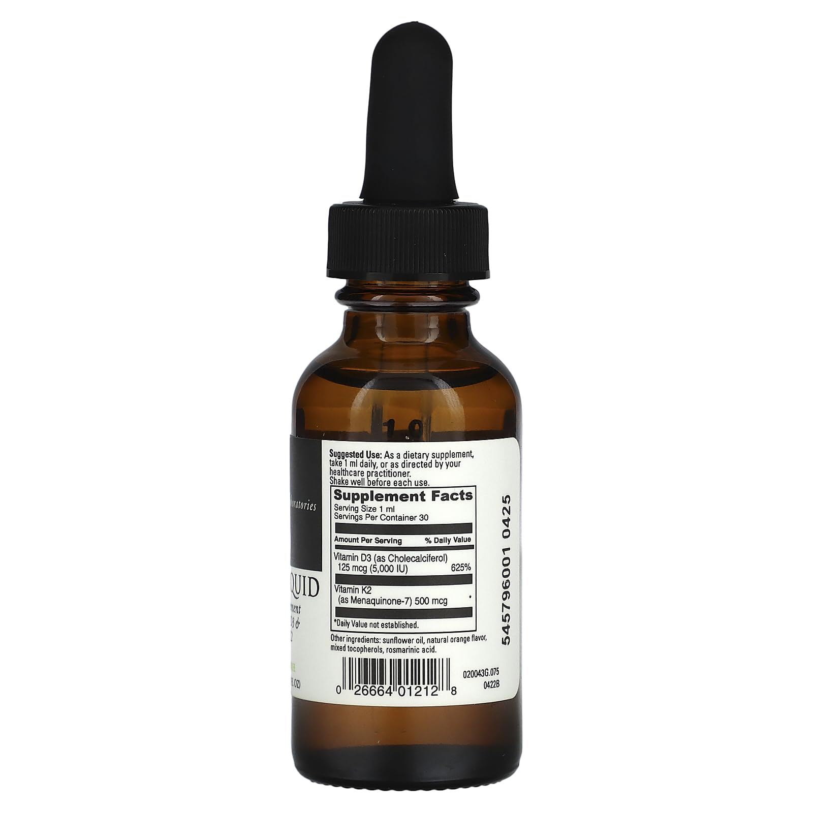 DAVINCI Labs D3/K2 Liquid - Vitamin D3 & K2 for Bone Health & Heart Health (30mL)