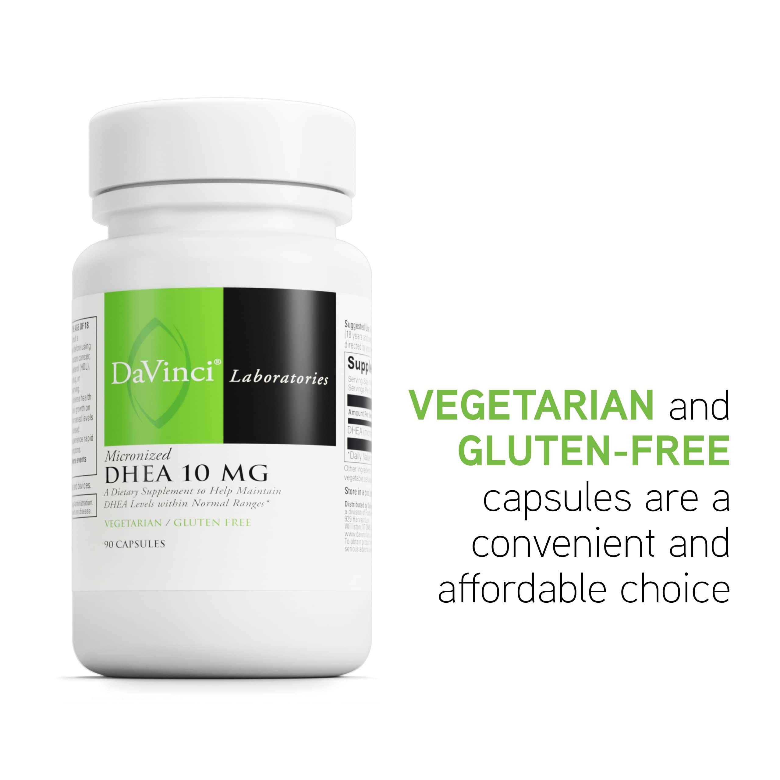 DAVINCI Labs Micronized DHEA 10mg – Hormone Balance, Brain Health & Thyroid Support | Vegetarian, Gluten-Free | 90 Capsules (Pack of 2)