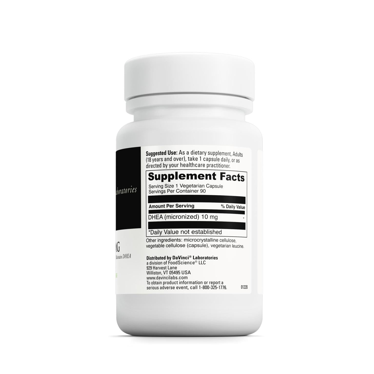 DaVinci Labs Micronized DHEA 10mg – Hormone Balance, Brain & Thyroid Support (Vegetarian, 90 Capsules)