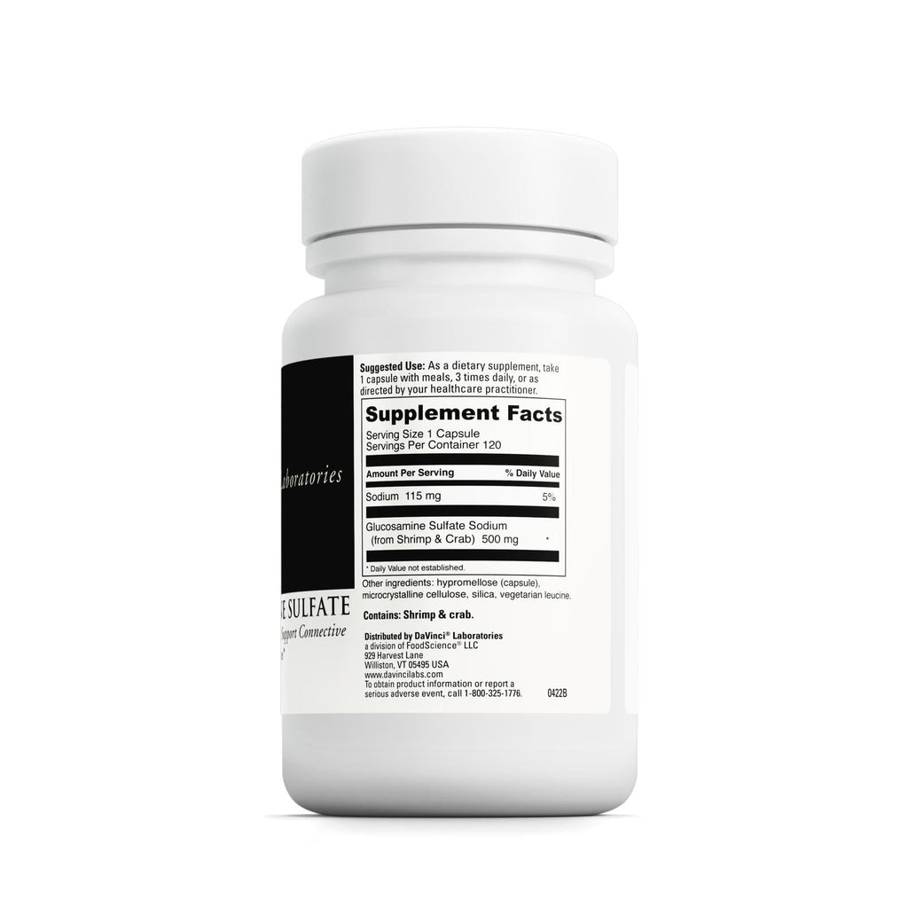 DAVINCI Labs Glucosamine Sulfate 500 mg | Gluten-Free 120 Capsules