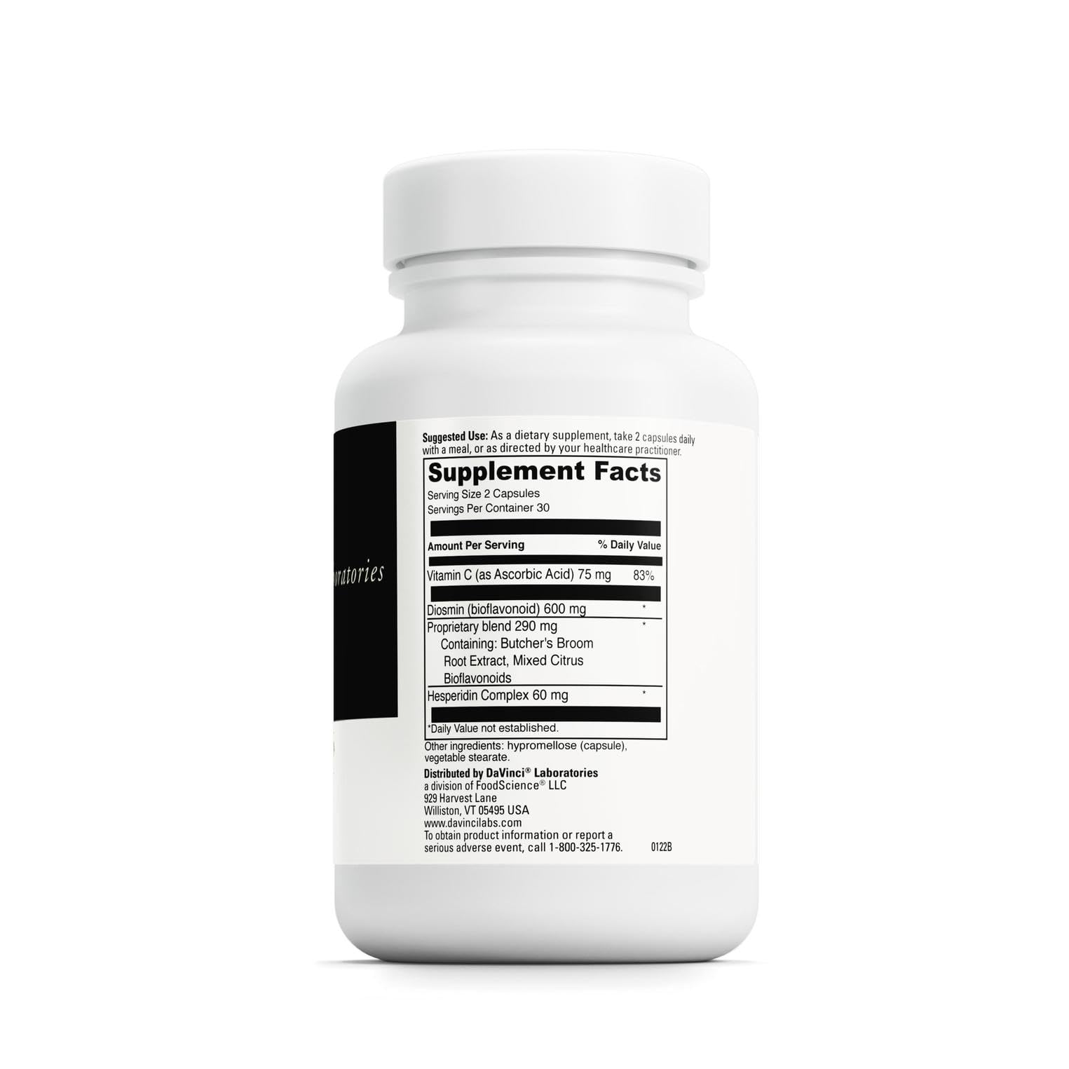 DAVINCI Labs Healthy Veins – Vascular Health Support | Vitamin C, Diosmin | Gluten Free | 60 Veg Capsules