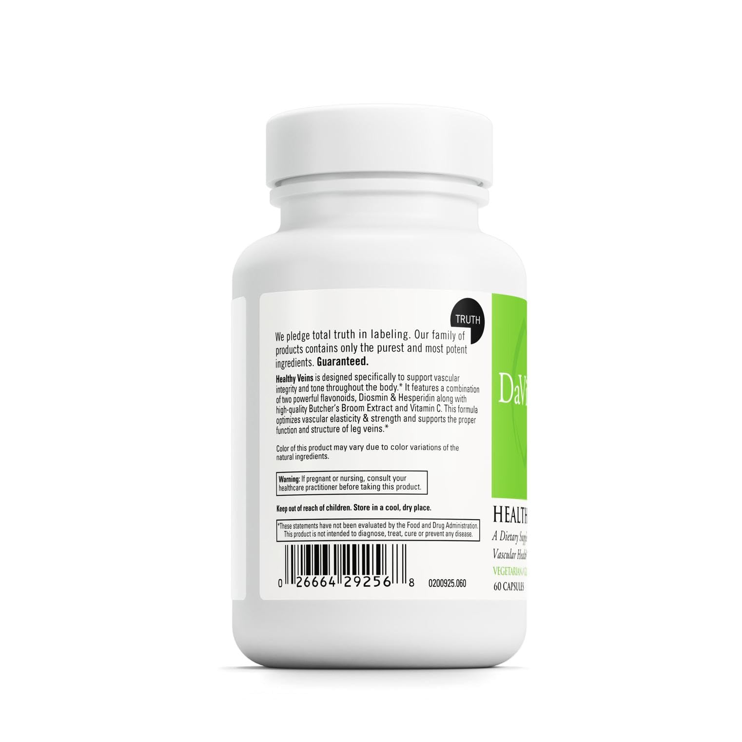 DAVINCI Labs Healthy Veins – Vascular Health Support | Vitamin C, Diosmin | Gluten Free | 60 Veg Capsules