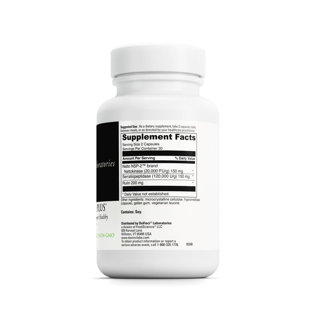 DAVINCI Labs Nattokinase Plus — High-Potency Nattokinase + Antioxidant Support for Circulation | Gluten Free, 60 Veg Capsules