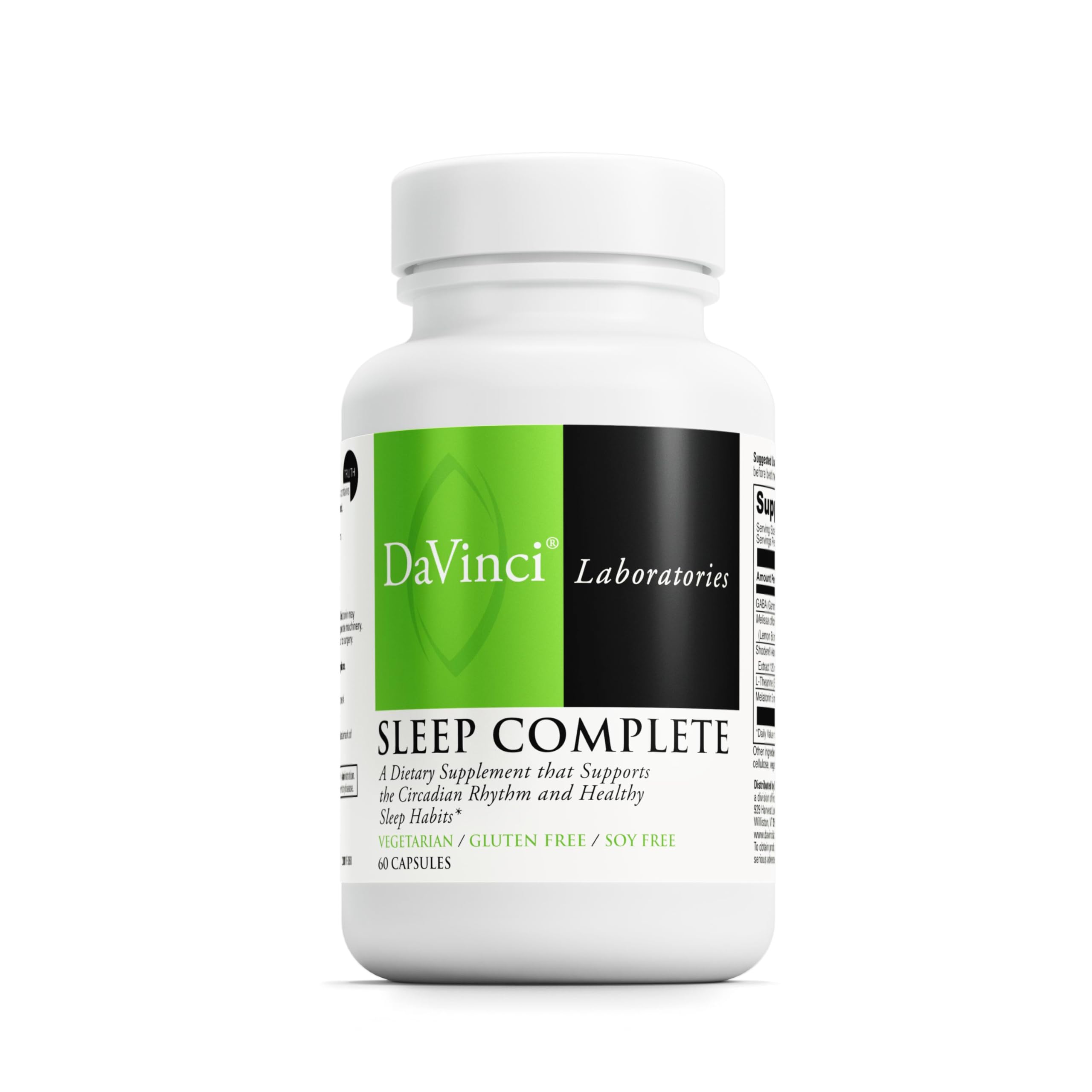 DAVINCI Labs Sleep Complete – Melatonin, Ashwagandha & L-Theanine | Gluten-Free, 60 Vegetarian Capsules