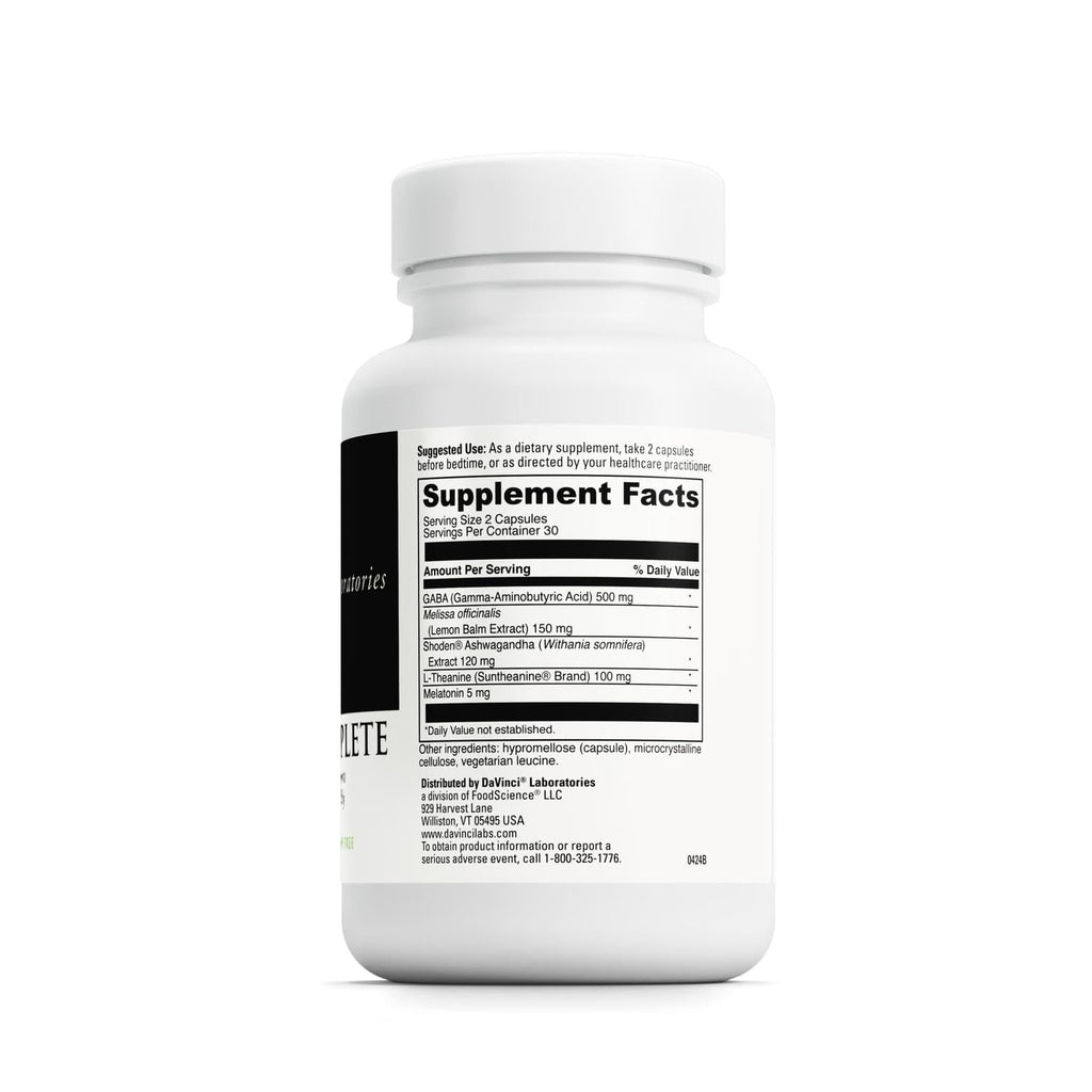 DAVINCI Labs Sleep Complete – Melatonin, Ashwagandha & L-Theanine | Gluten-Free, 60 Vegetarian Capsules