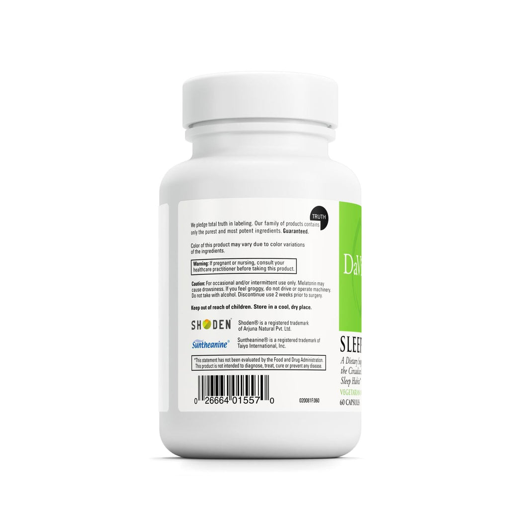 DAVINCI Labs Sleep Complete – Melatonin, Ashwagandha & L-Theanine | Gluten-Free, 60 Vegetarian Capsules