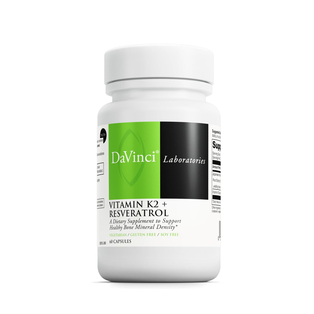 DaVinci Labs Vitamin K2 & Resveratrol – Bone & Heart Health (60 Caps) – Vegetarian, Gluten-Free, Soy-Free