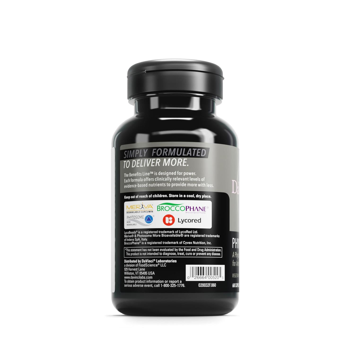 DAVINCI Labs Phyto Benefits – Heart, Brain & Immune Health | Curcumin, Quercetin, Green Tea | Vegetarian, Gluten-Free, Soy-Free | 60 Caps