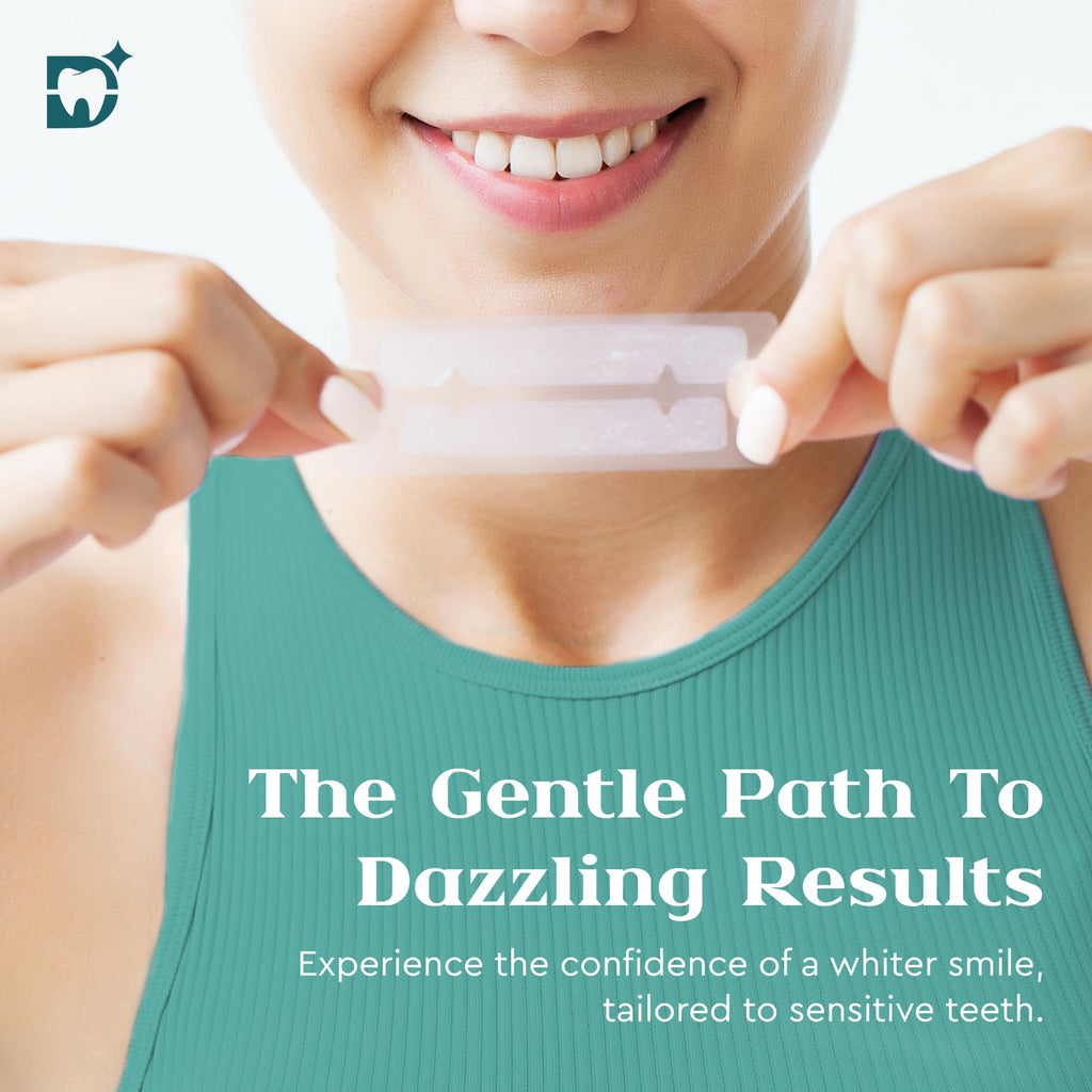 DazzleLabs Gentle Teeth Whitening Strips - 20 Pack, Mint, 6% Hydrogen Peroxide