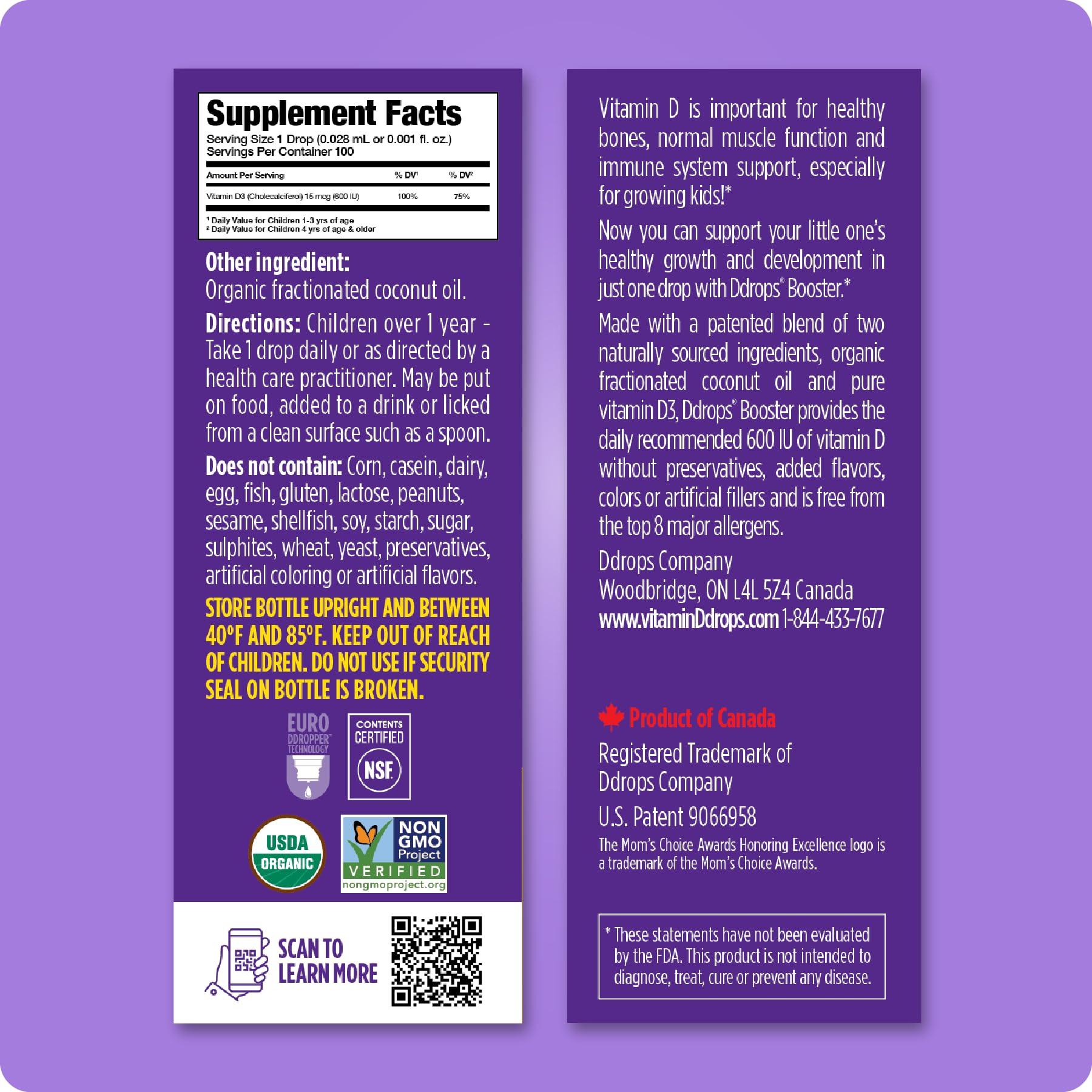 Ddrops Kids Booster 600IU | Daily Vitamin D for Kids – Strong Bones & Immunity