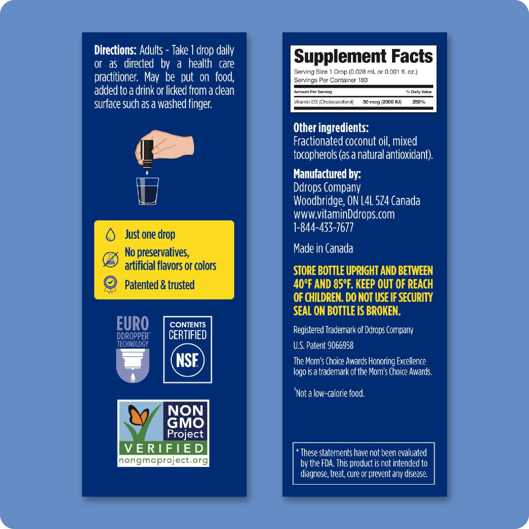 Ddrops Adults 2000IU 180 Drops – Liquid Vitamin D3 Supplement