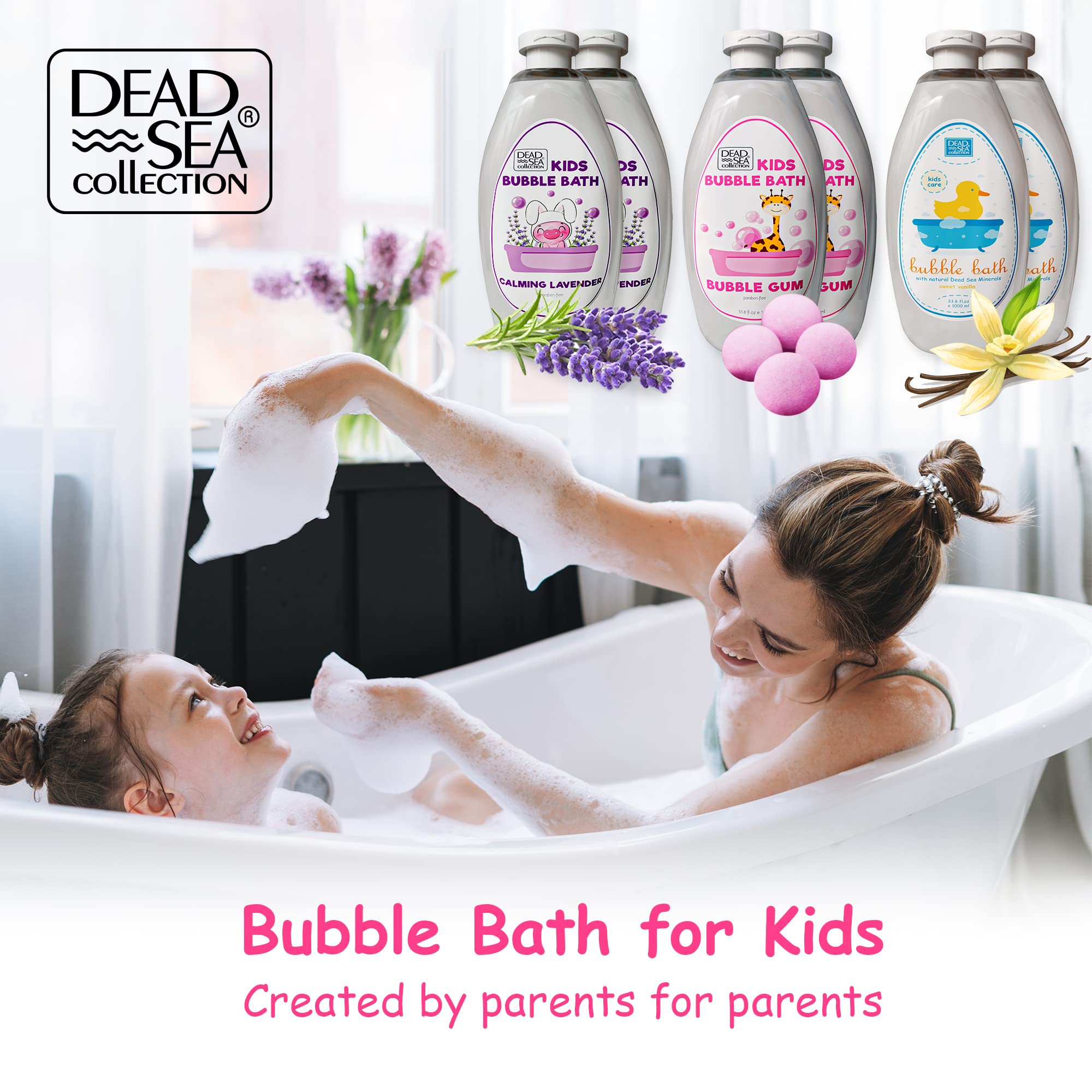Dead Sea Collection Bubble Bath for Kids - Bubble Gum Scent, 2 x 33.8 fl oz