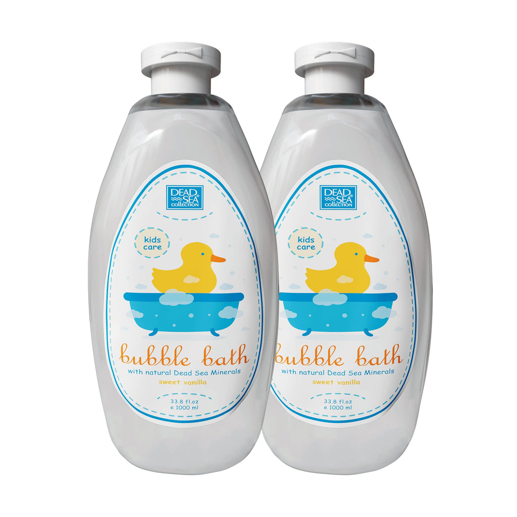 Dead Sea Collection Bubble Bath for Kids with Vanilla – 2 x 33.8 fl oz (67.6 fl oz) – Cleansing & Moisturizing Bubbles