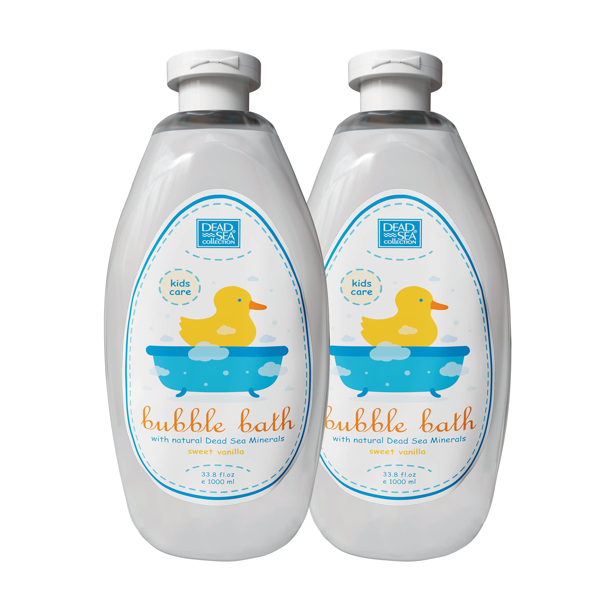 Dead Sea Collection Bubble Bath for Kids with Vanilla – 2 x 33.8 fl oz (67.6 fl oz) – Cleansing & Moisturizing Bubbles