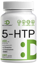 Deal Supplement 5-HTP 200mg per Serving, 240 Capsules | 98% African Griffonia Seed Extract | 4-in-1 Formula + L-Theanine, L-Tryptophan & GABA