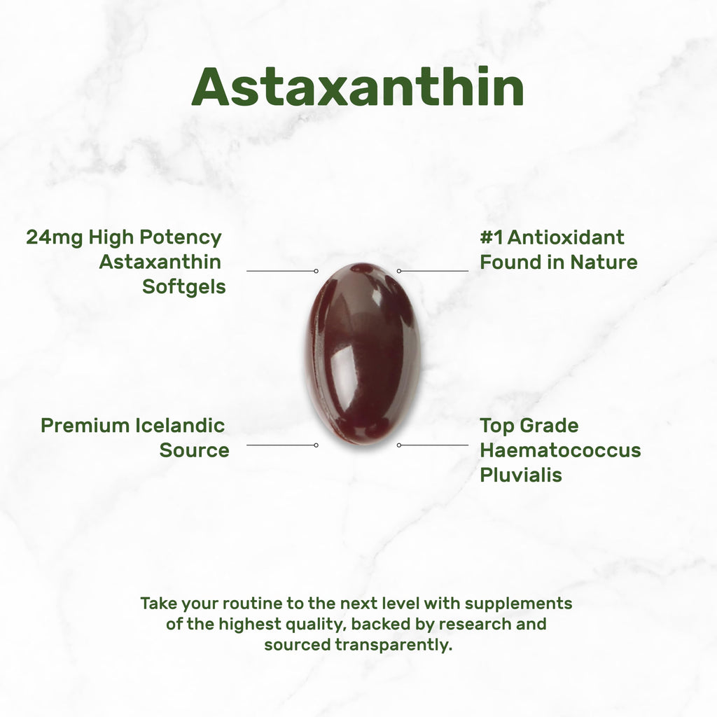 Astaxanthin 24mg per Serving – 120 Softgels, Double Strength Microalgae, Non-GMO