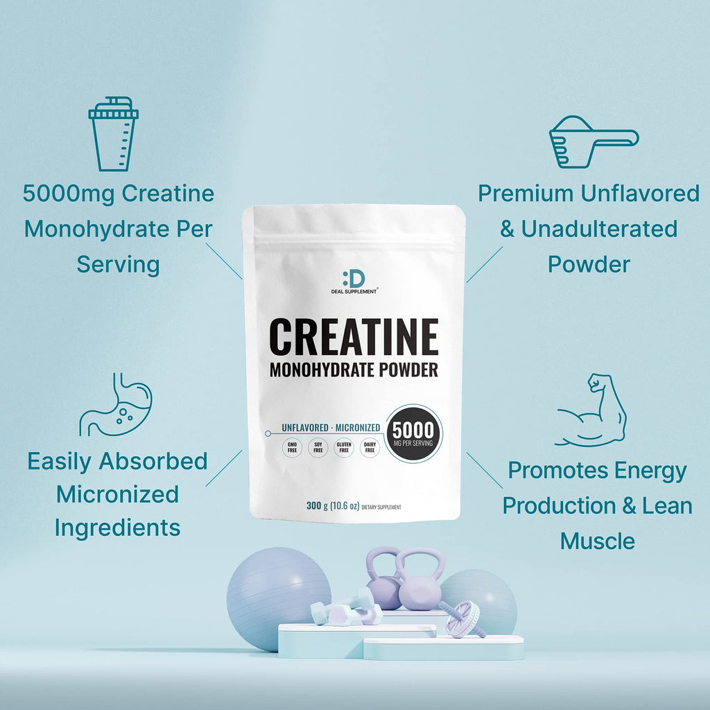 Deal Supplement Instant Creatine Monohydrate Powder | 120 Servings (2 Pack) – Micronized, Unflavored