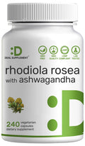 Rhodiola Rosea with Ashwagandha – 240 Veggie Capsules | Max Strength 10:1
