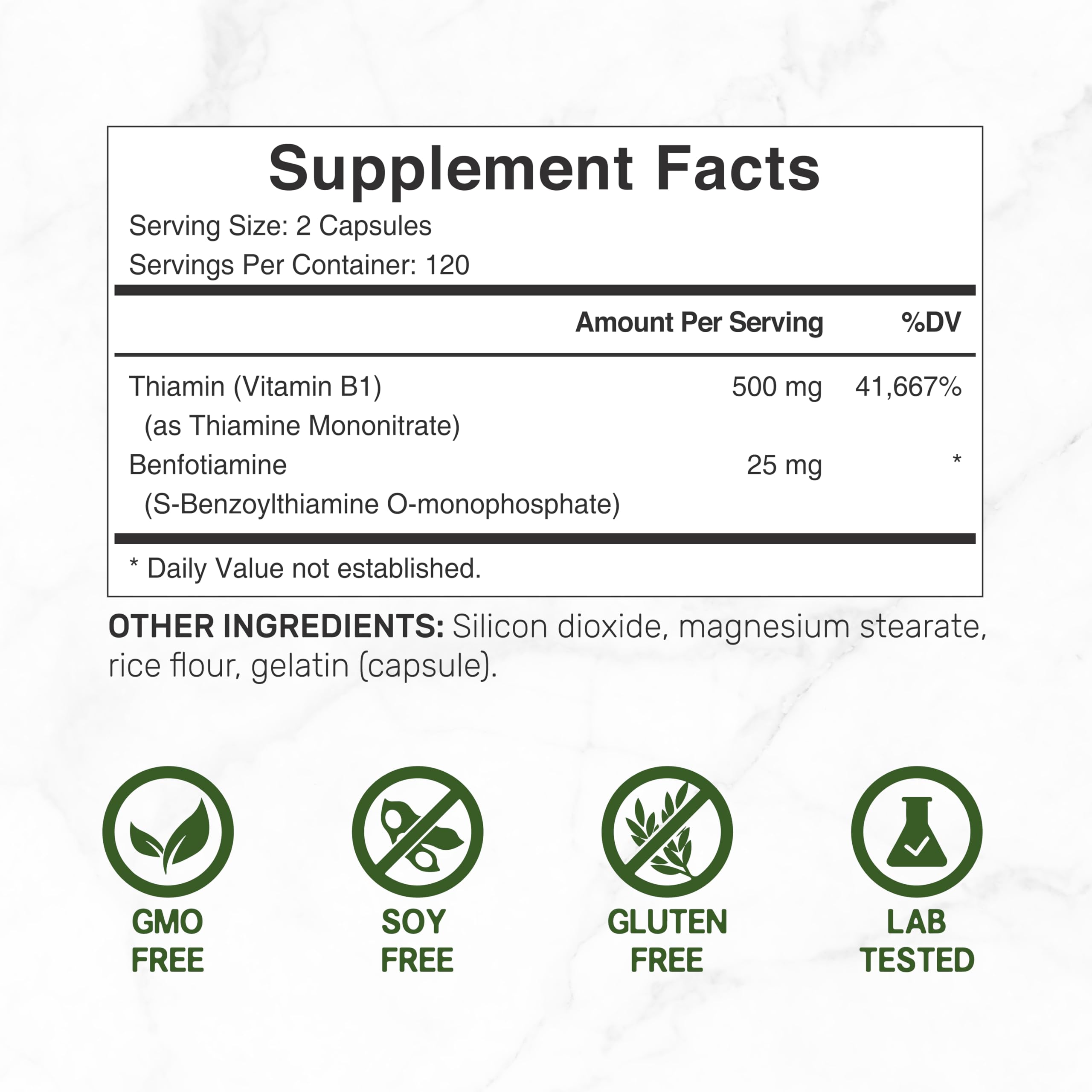 Deal Supplement Vitamin B1 500mg + Benfotiamine – 240 Capsules | 2-in-1 Thiamine B1