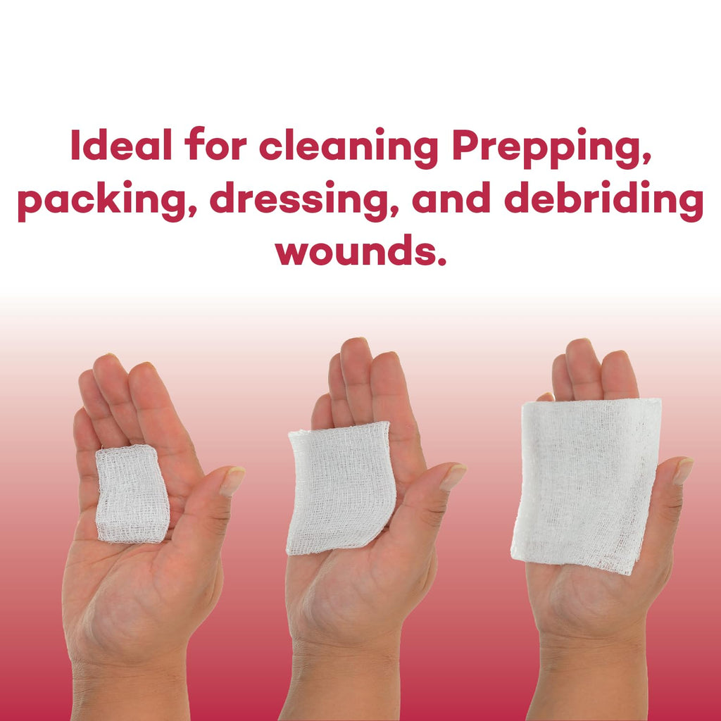 Dealmed 3x3 Sterile Gauze Pads – 100 Count, Individually Wrapped (Case of 24)