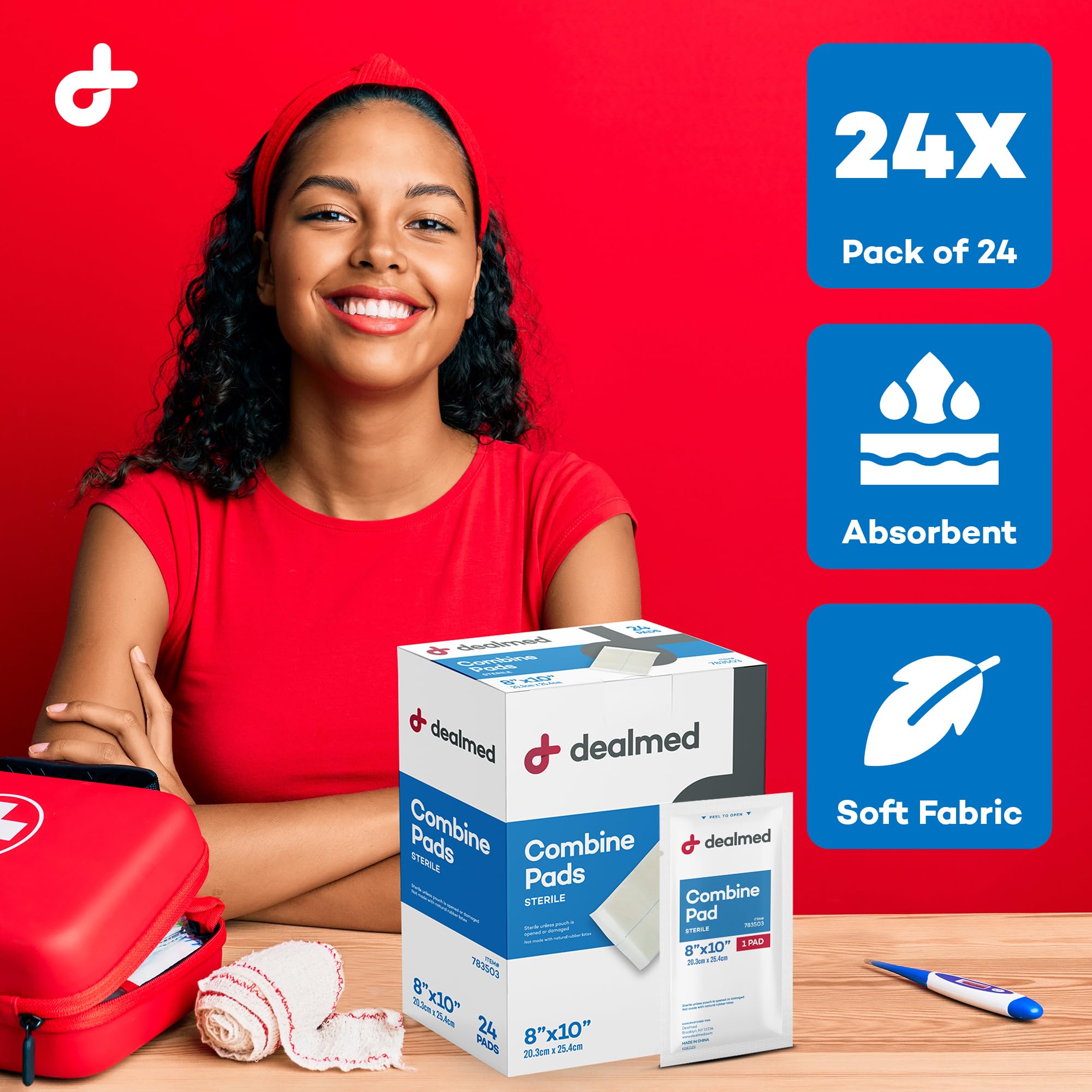 Dealmed Abdominal Combine Pads 8x10 - Sterile ABD Pads, 360 per Case (Case of 15)