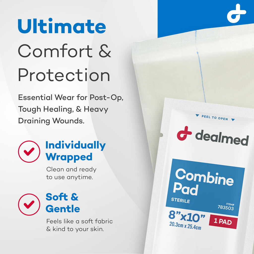 Dealmed Abdominal Combine Pads 8x10 - Sterile ABD Pads, 360 per Case (Case of 15)