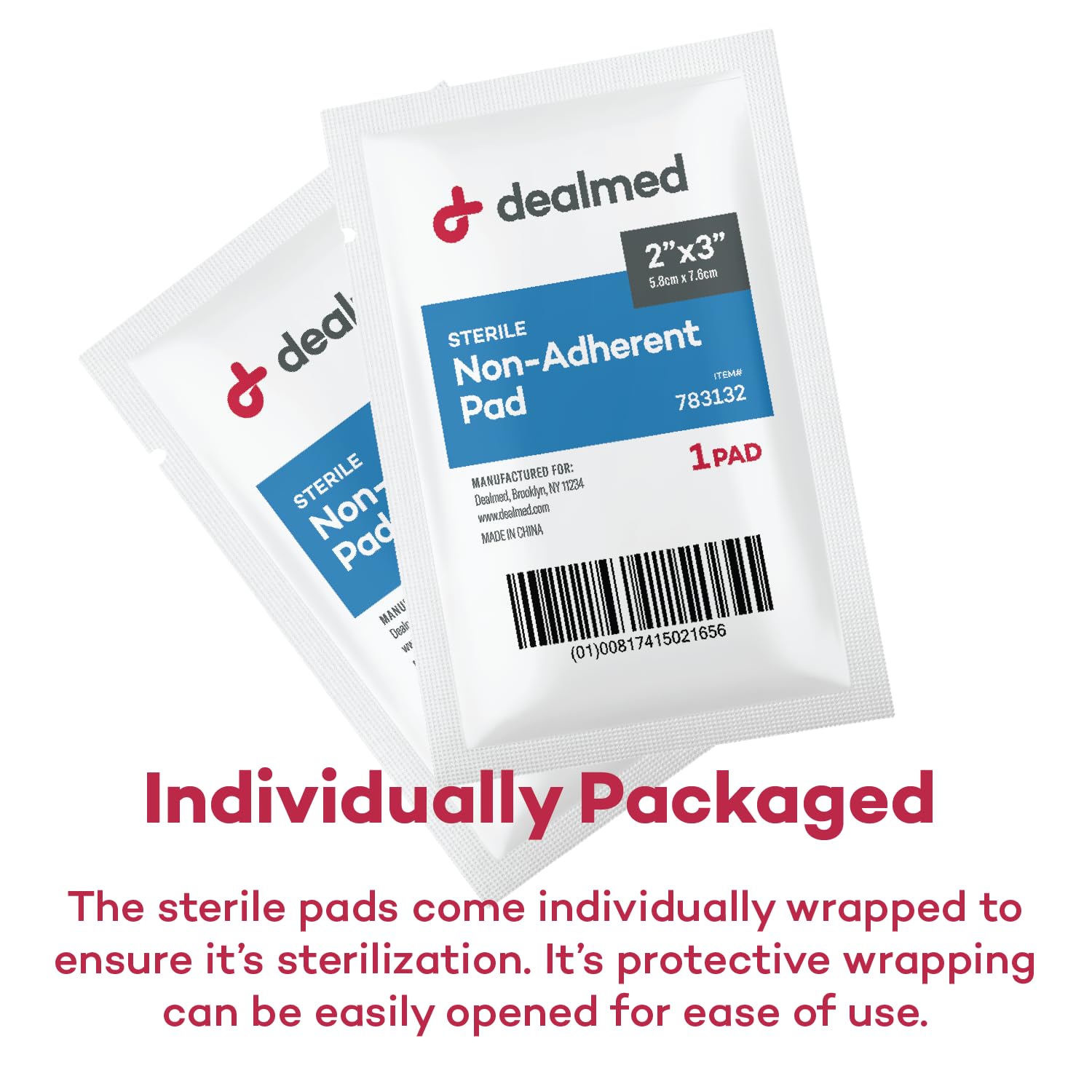 Dealmed Sterile Non-Adherent 3x4 Gauze Pads – 1200 Count Case, 100 Per Box, Non-Stick Wound Dressing