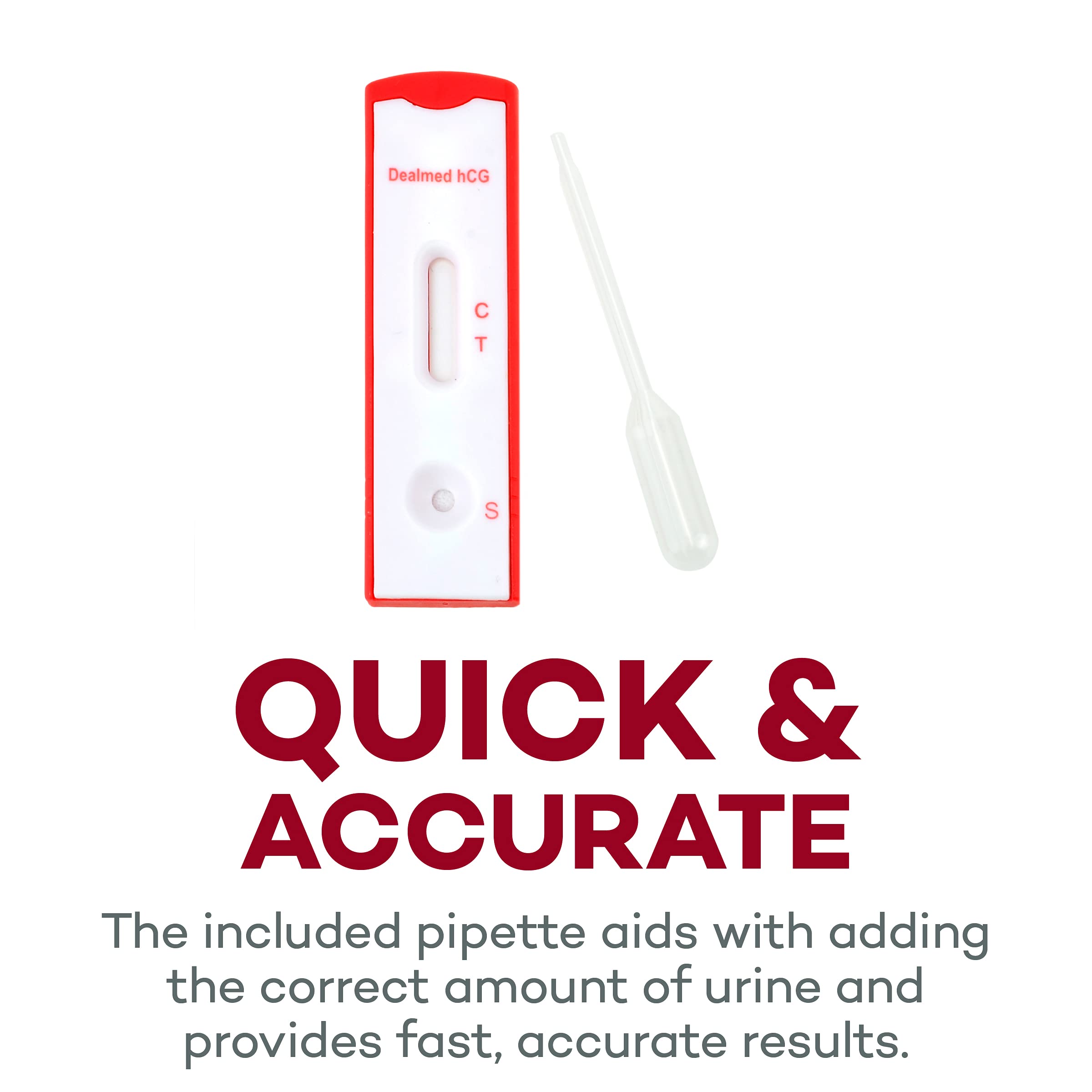 DealMed HCG Urine Cassette Pregnancy Test – 25 Count with Disposable Pipettes