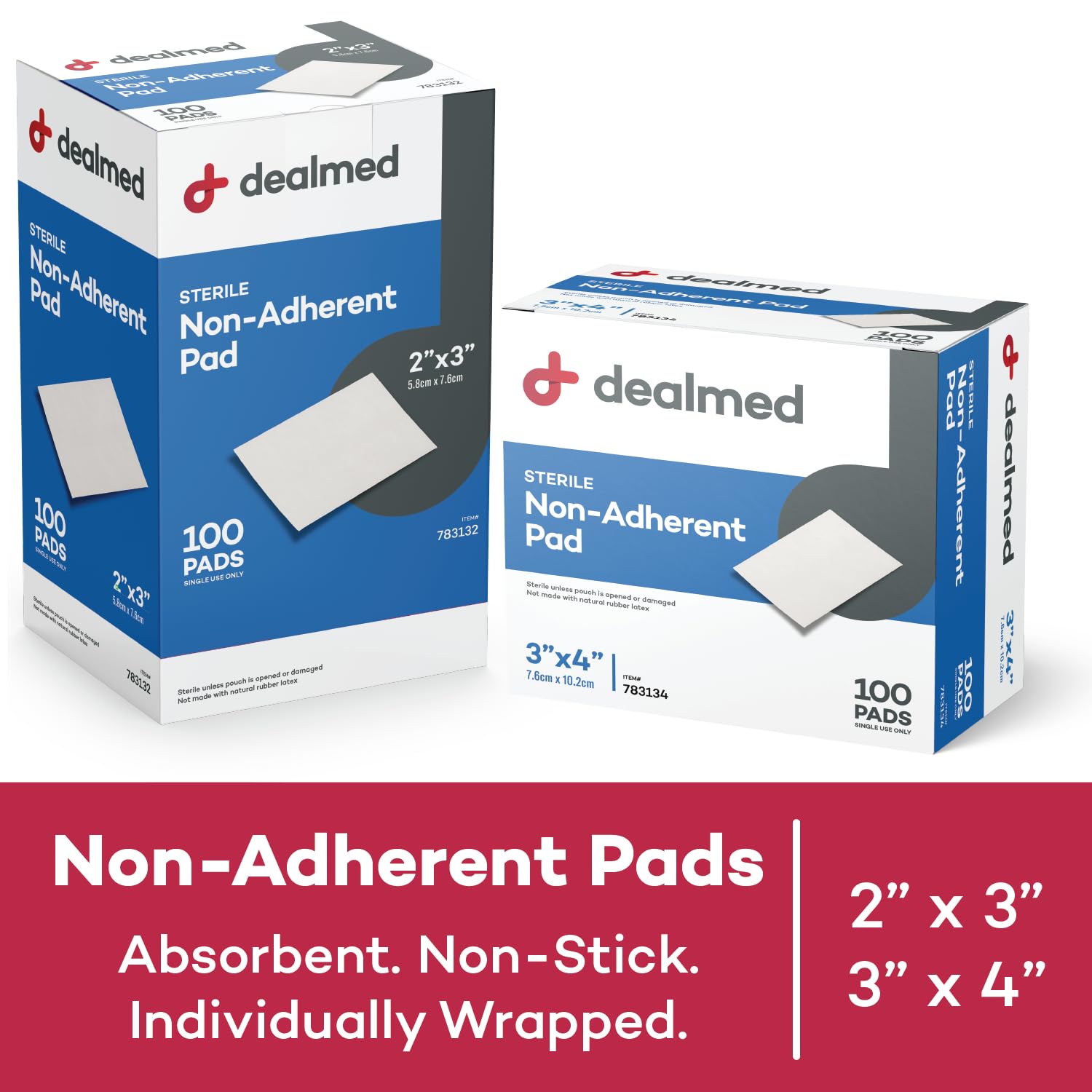 Dealmed Sterile Non-Adherent 3x4 Gauze Pads – 1200 Count Case, 100 Per Box, Non-Stick Wound Dressing