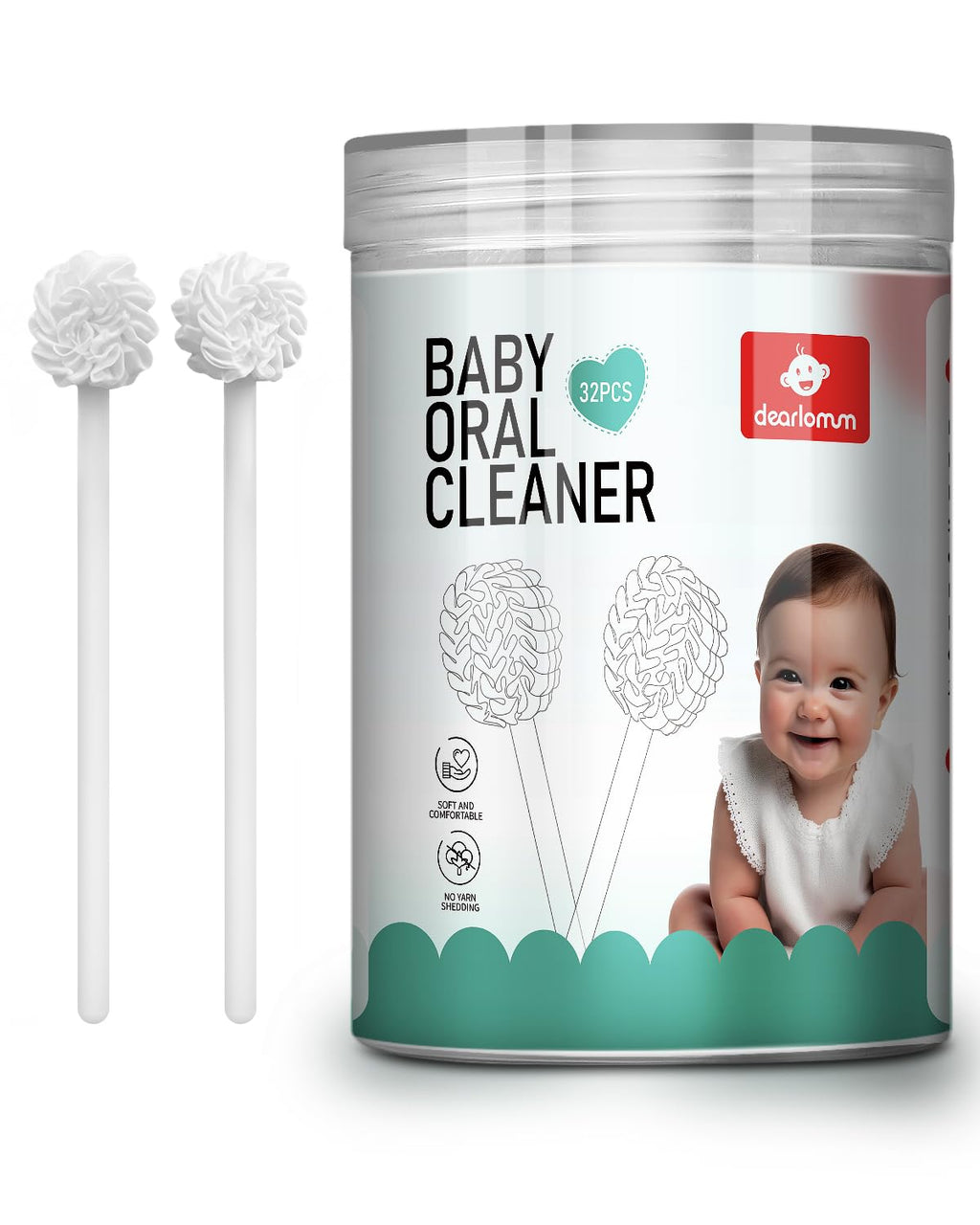 Dearlomum Upgraded 32PCS Baby Tongue Cleaner – Disposable Newborn Toothbrush & Oral Cleaning Stick (0–36 Months)