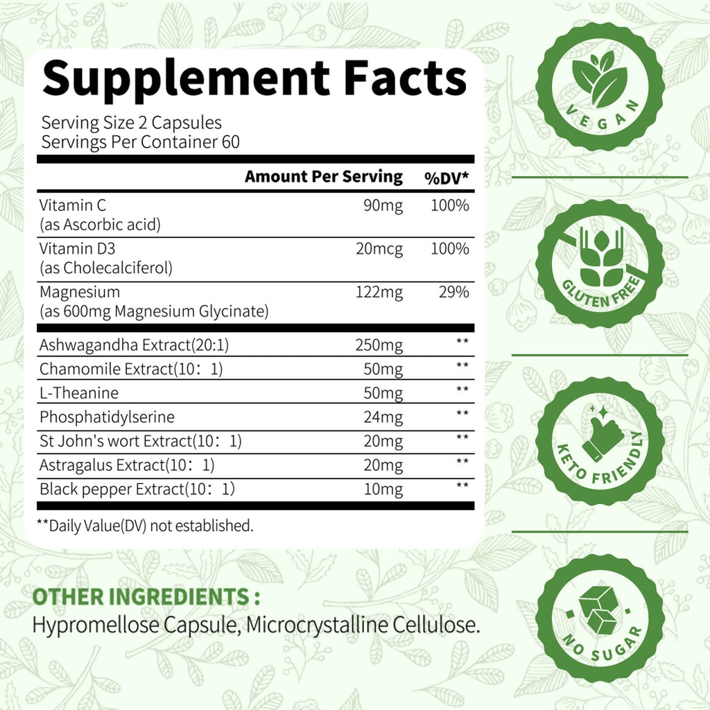 Decatela 120 Caps – 10-in-1 Cortisol Reducer for Women, Non-GMO