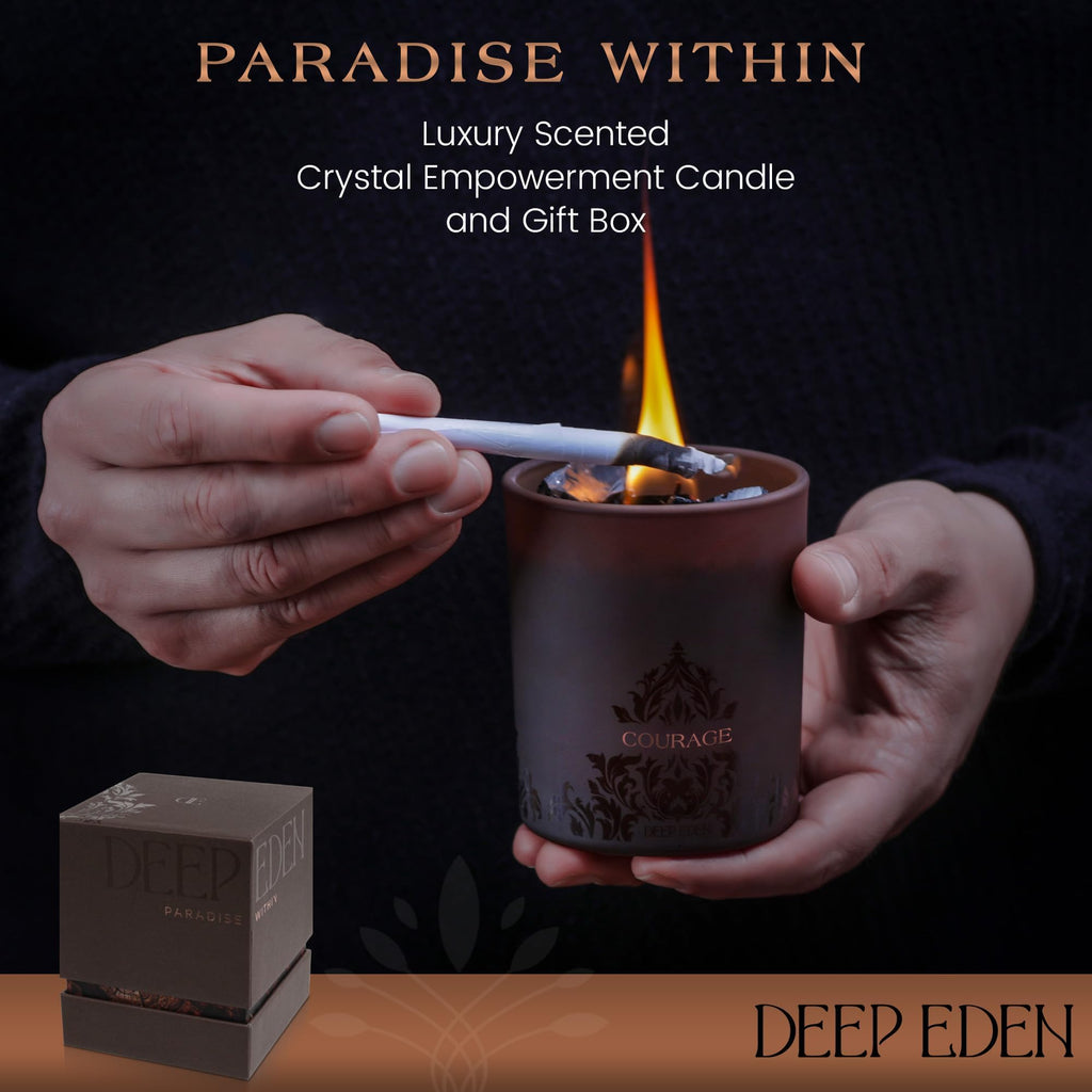 Deep Eden Empowerment Crystal Candle - Forest Mahogany, 7.4 oz