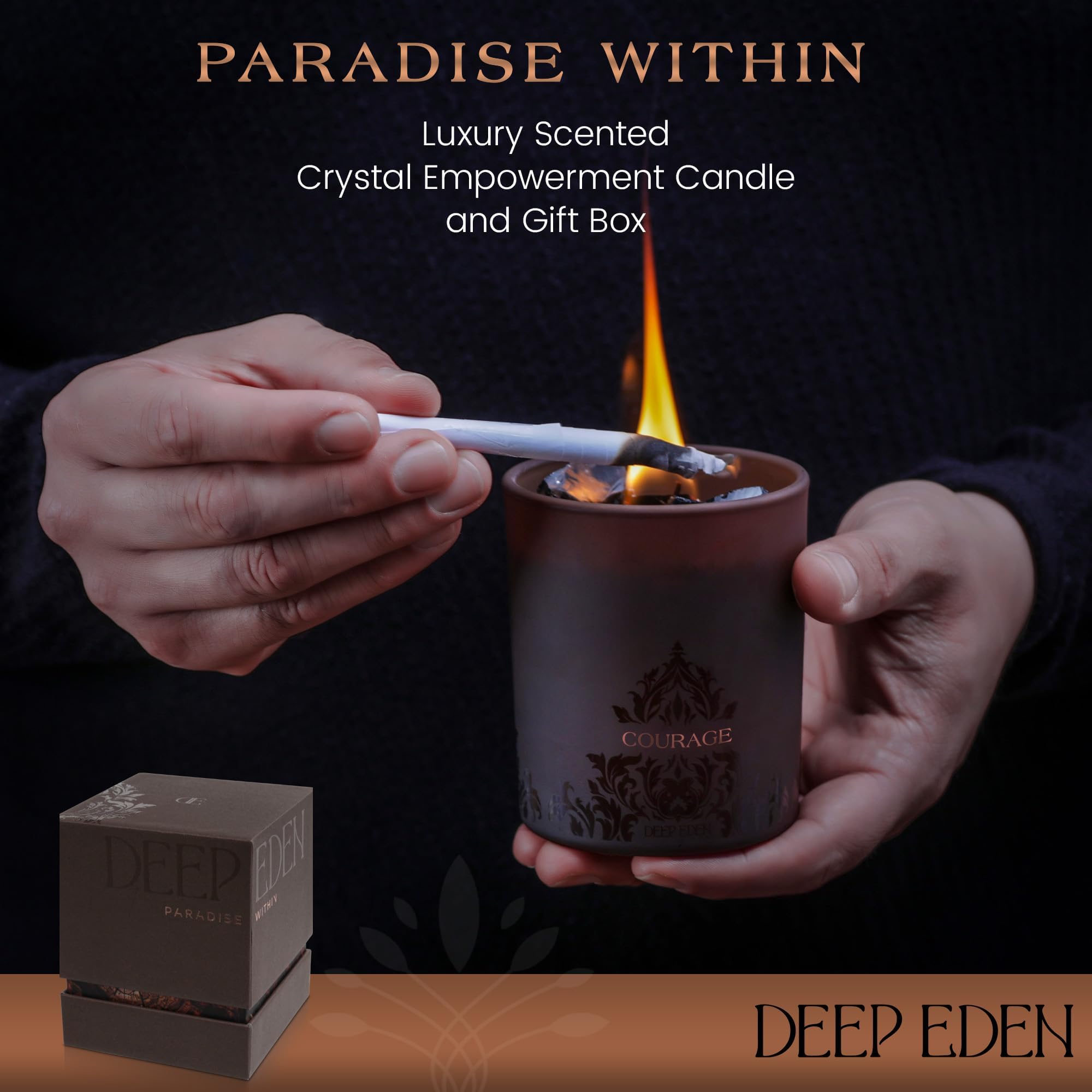 Deep Eden Empowerment Crystal Candle - Forest Mahogany, 7.4 oz