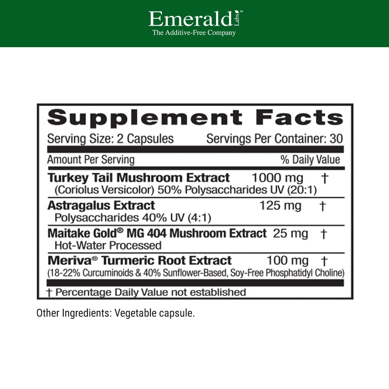 Emerald Labs Deep Immune Health - Immune Support (60 Veg Capsules) with Maitake, Meriva Turmeric & Astragalus