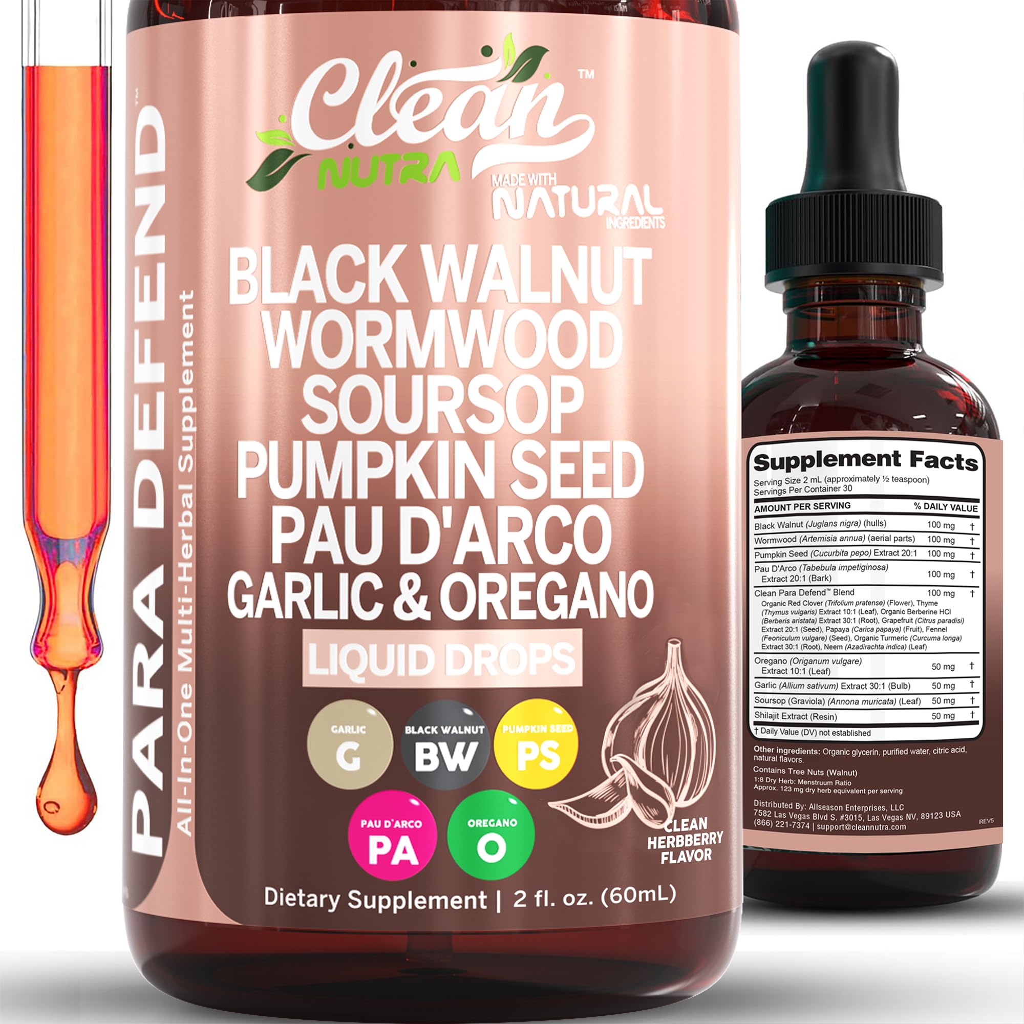 Defend Wormwood & Black Walnut Cleanse Drops for Gut Health | Clean Nutra