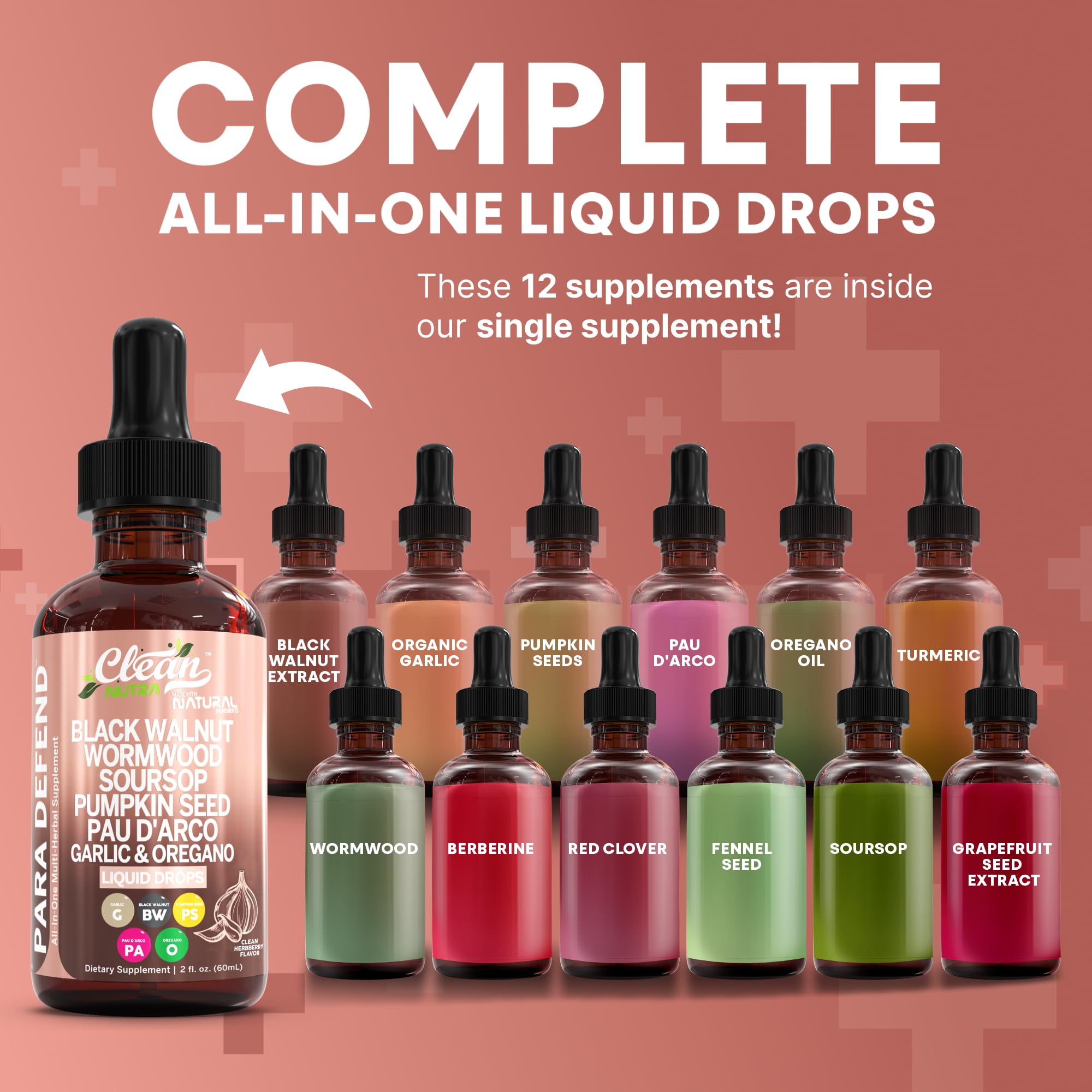 Defend Wormwood & Black Walnut Cleanse Drops for Gut Health | Clean Nutra