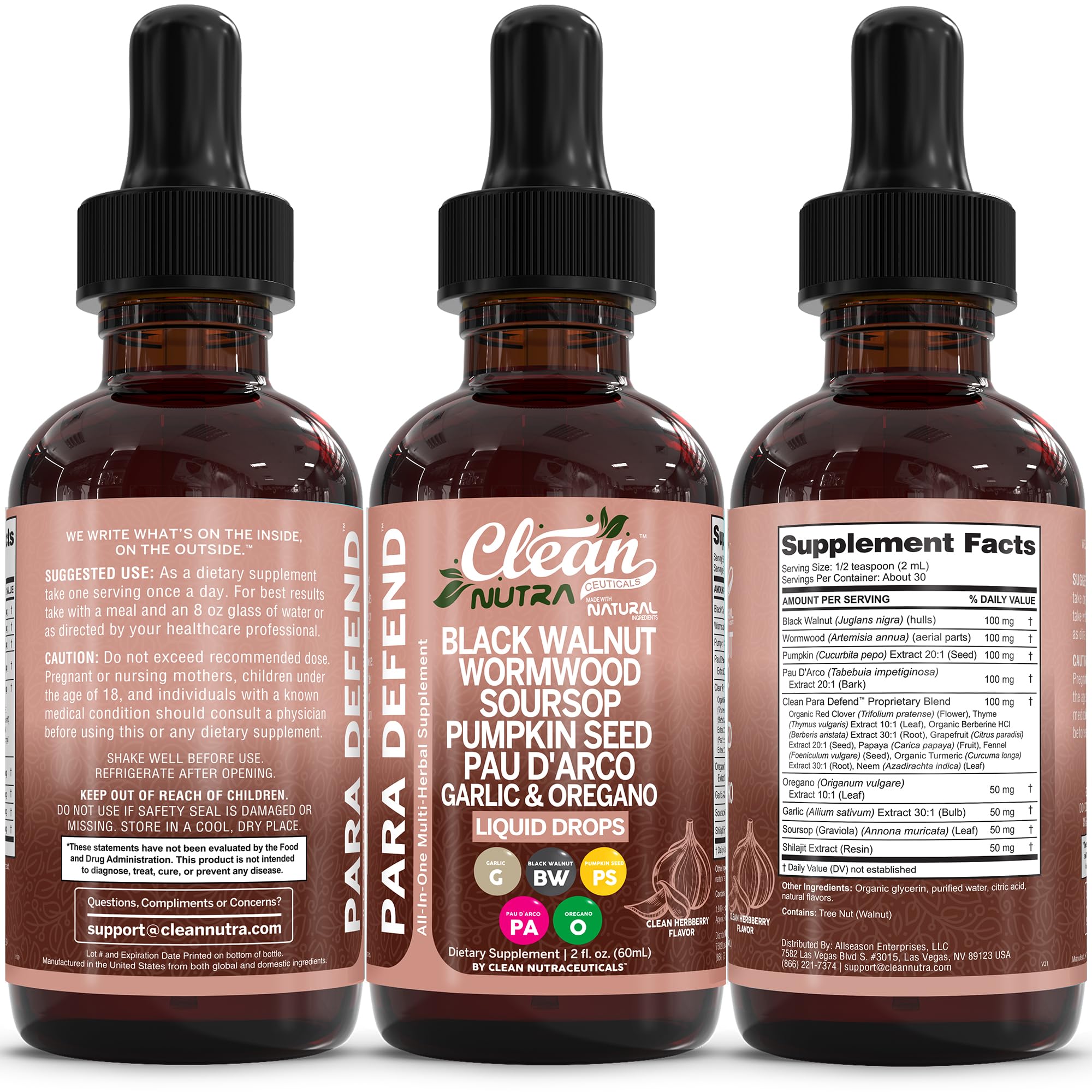 Defend Wormwood & Black Walnut Cleanse Drops for Gut Health | Clean Nutra