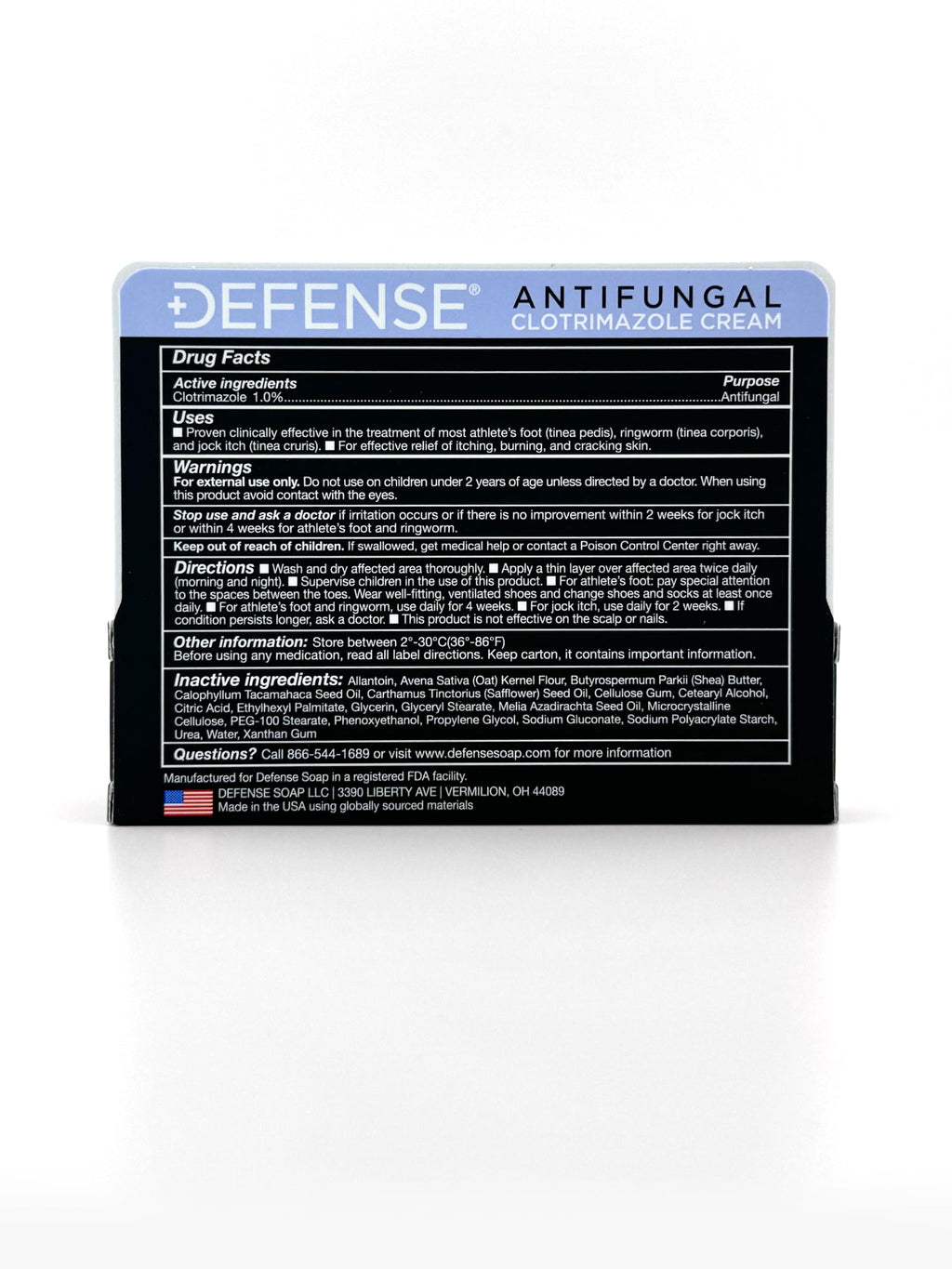 Defense Clotrimazole Antifungal Cream | Jock Itch, Athlete's Foot, Ringworm Treatment