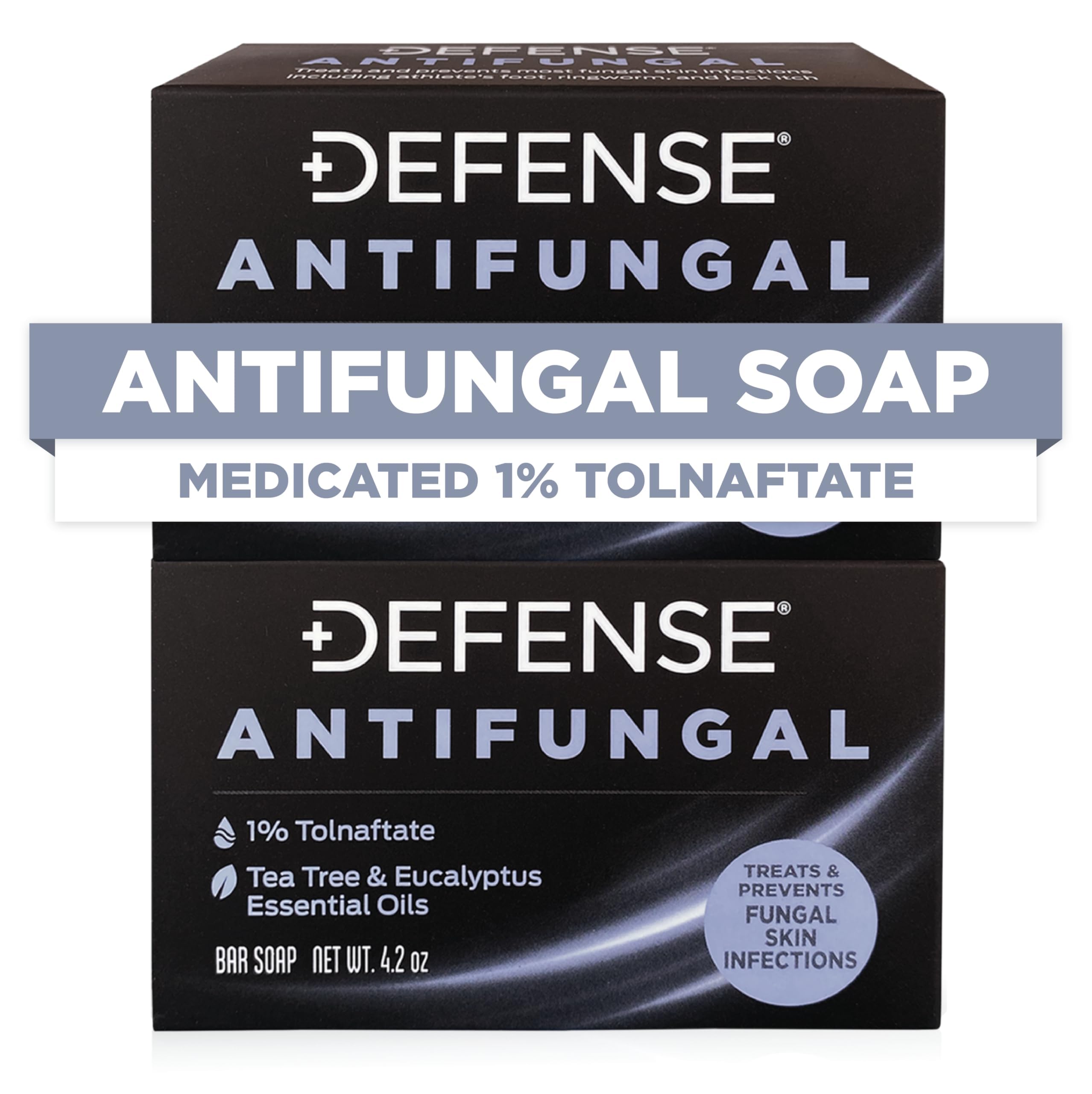 Defense Antifungal Bar Soap 2-Pack | Medicated Tolnaftate for Jock Itch, Ringworm & Athlete's Foot
