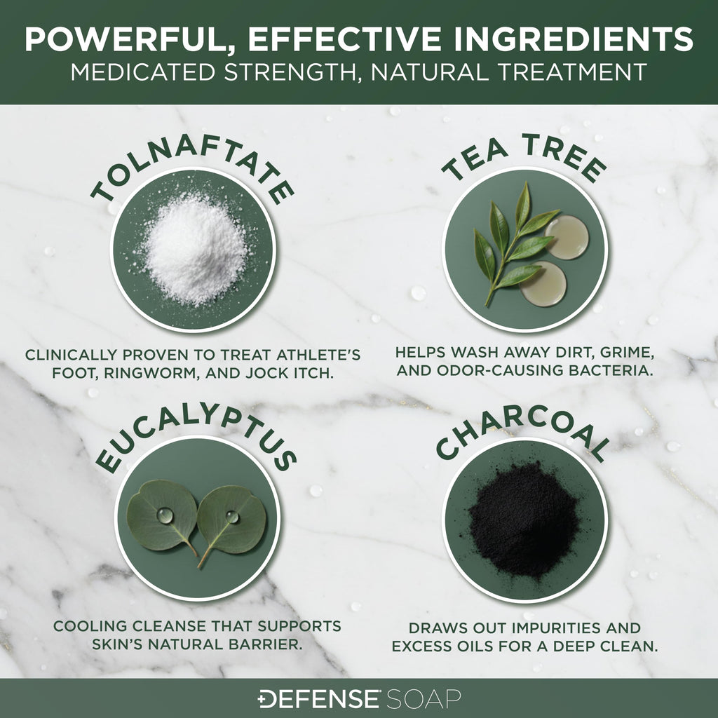 Defense Antifungal Bar Soap 2-Pack | Medicated Tolnaftate for Jock Itch, Ringworm & Athlete's Foot