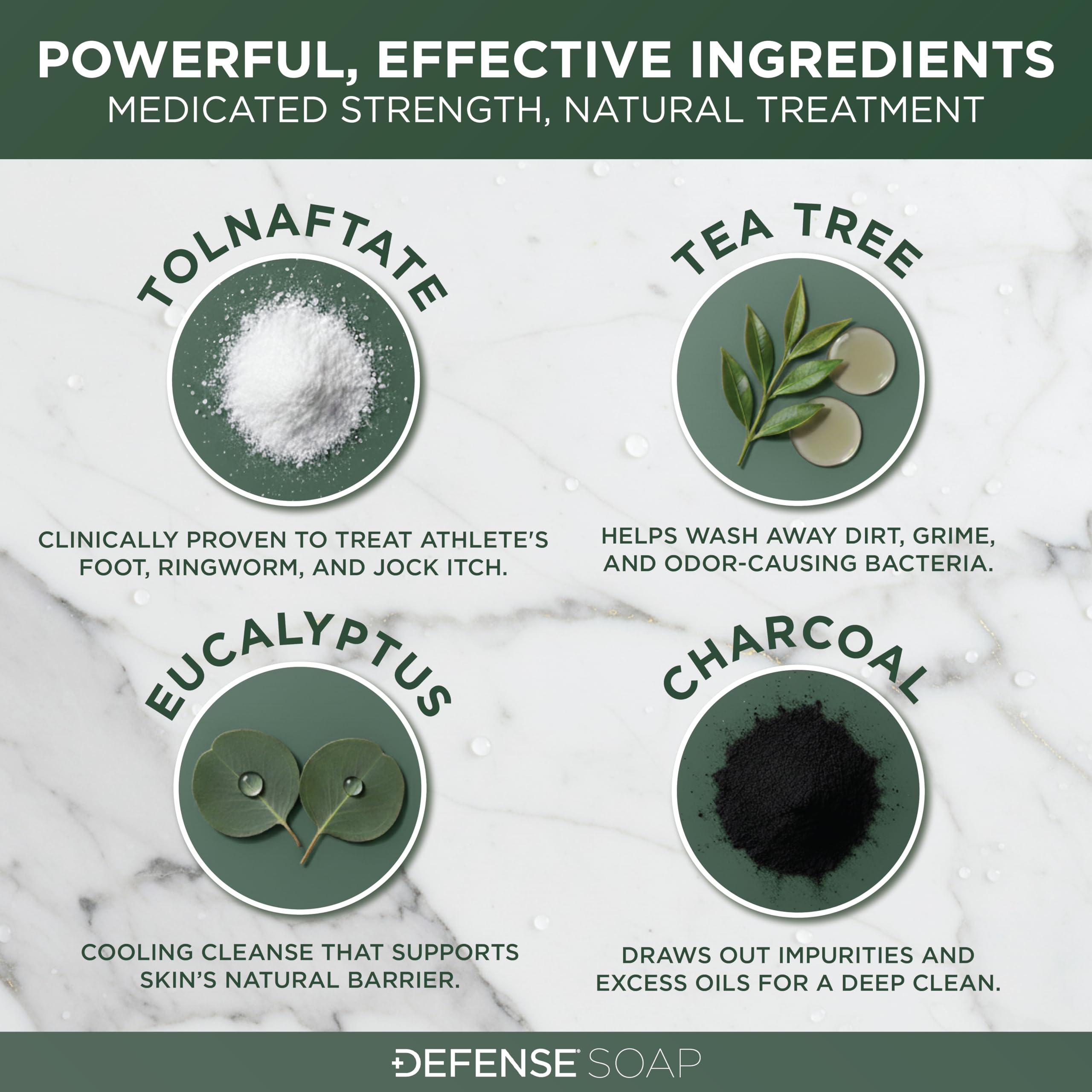 Defense Antifungal Bar Soap 2-Pack | Medicated Tolnaftate for Jock Itch, Ringworm & Athlete's Foot