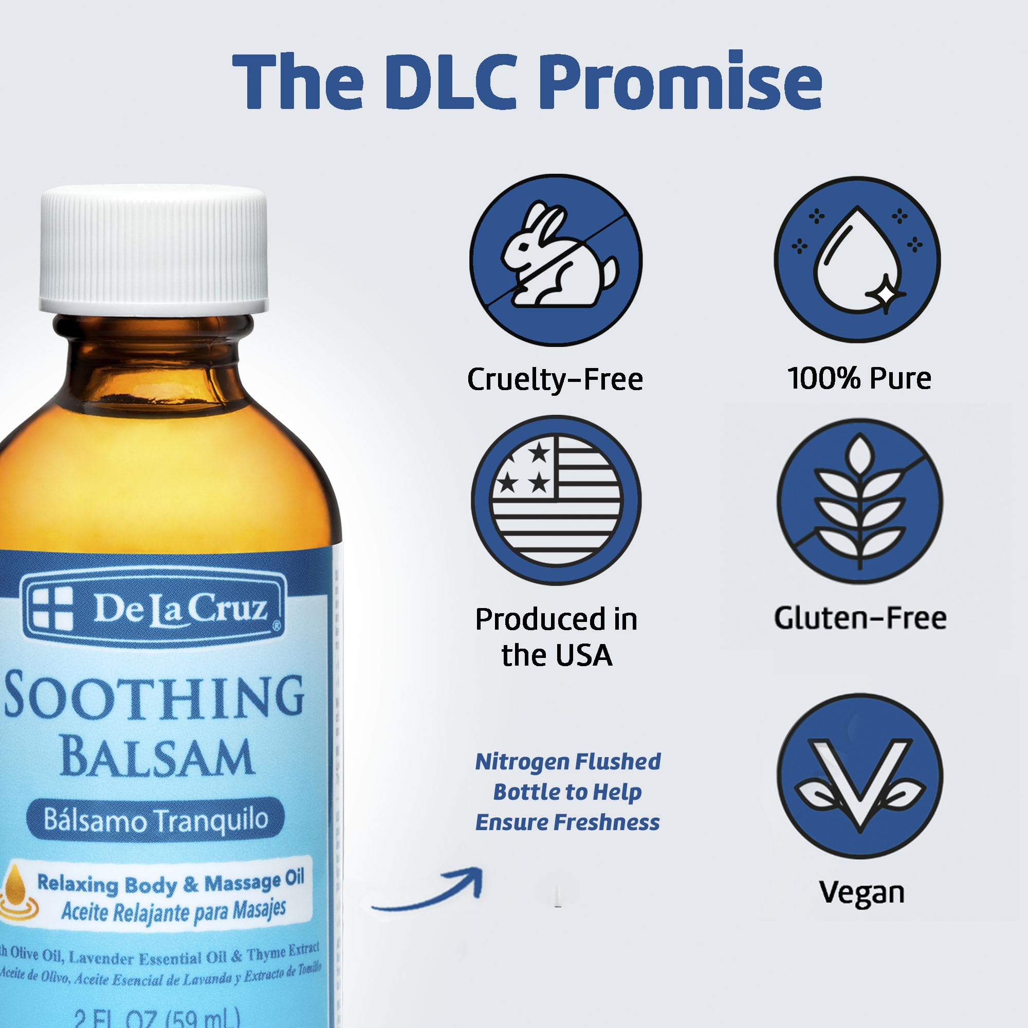 De La Cruz Soothing Balsam Massage Oil - 2 FL OZ | No Preservatives, Made in USA