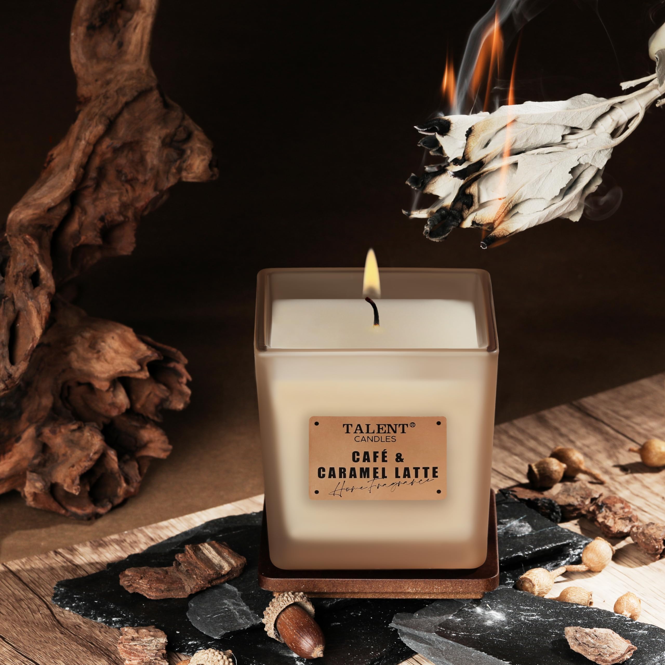 Deluxe Noble Soy Candles – 7.05oz Aromatherapy | Cafe & Caramel Latte