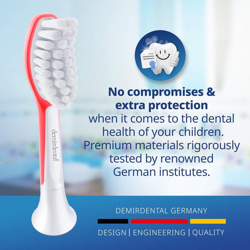 demirdental Kids Toothbrush Heads for Philips Sonicare | Ages 7-10 | Red
